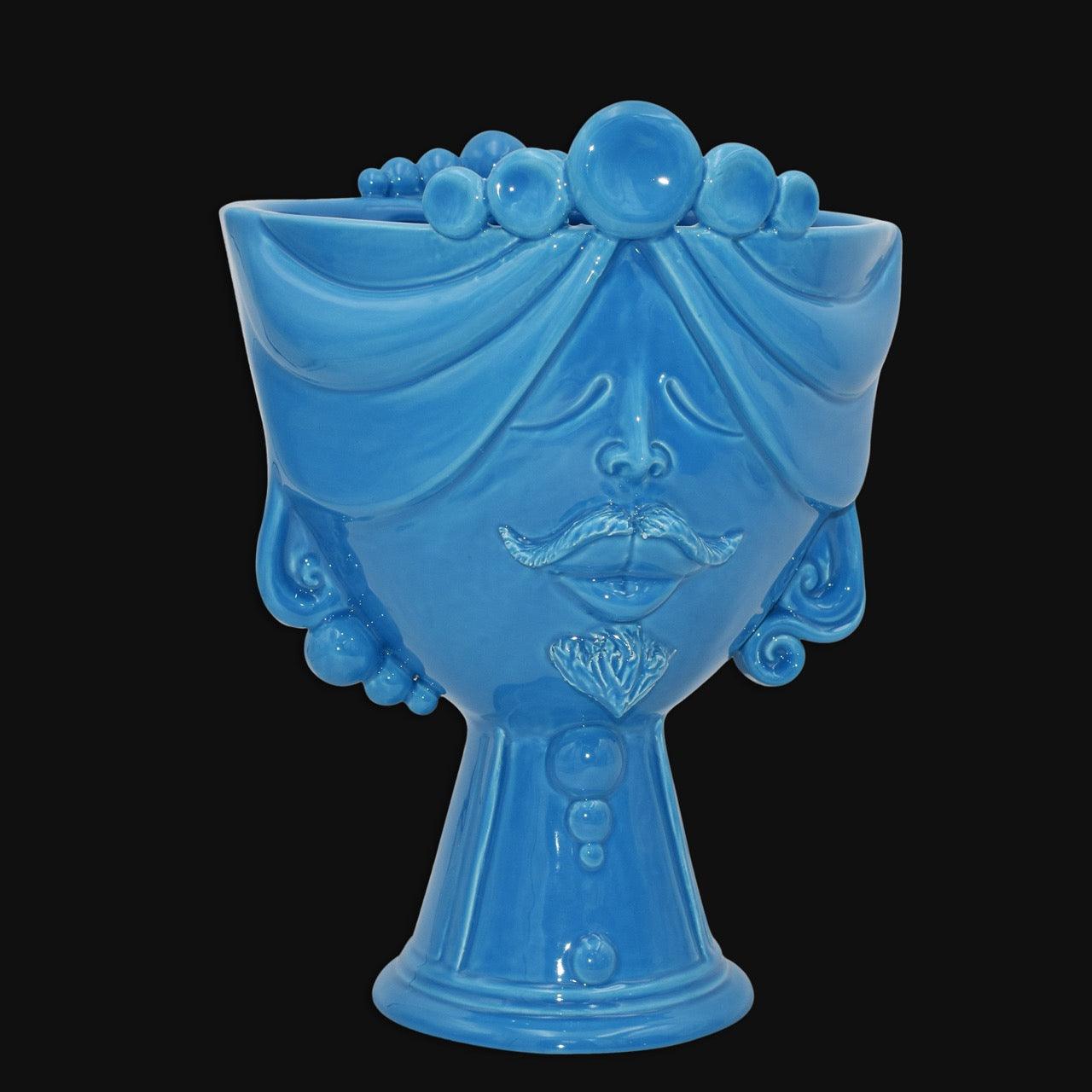 Testa Uomo Ceramica Caltagirone | Zahira Turchese h 30cm - Ceramiche di Caltagirone Sofia