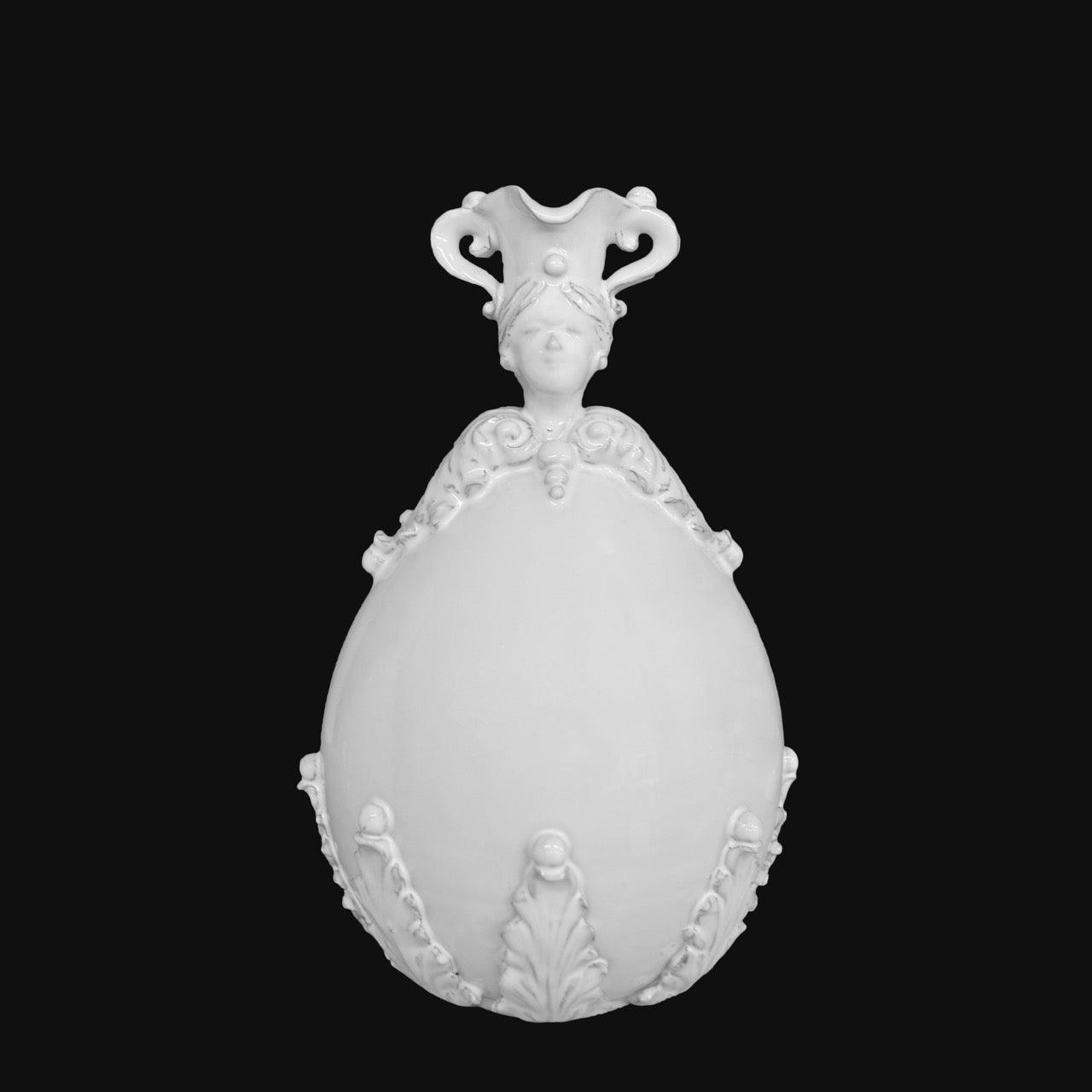 Uovo a personaggio femmina h 25 cm White Line - Ceramiche di Caltagirone Sofia