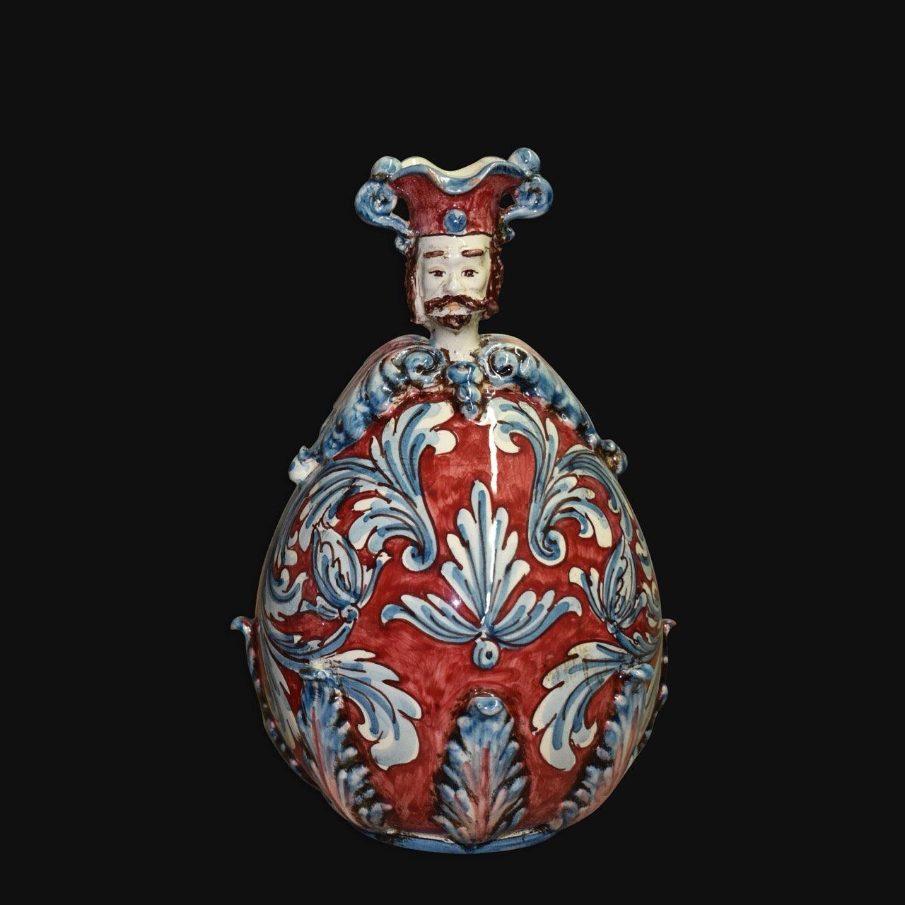 Uovo a personaggio uomo h 25 cm Serie Ornato Blu e Bordeaux - Ceramiche di Caltagirone Sofia