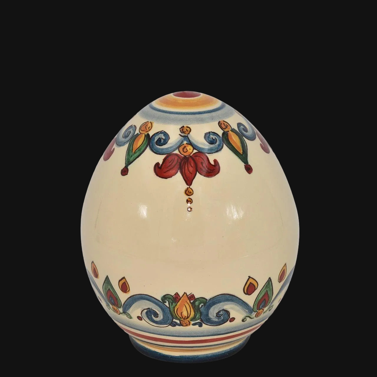 Uovo decorativo in ceramica di Caltagirone con decoro floreale, ceramiche caltagirone fatti a mano.