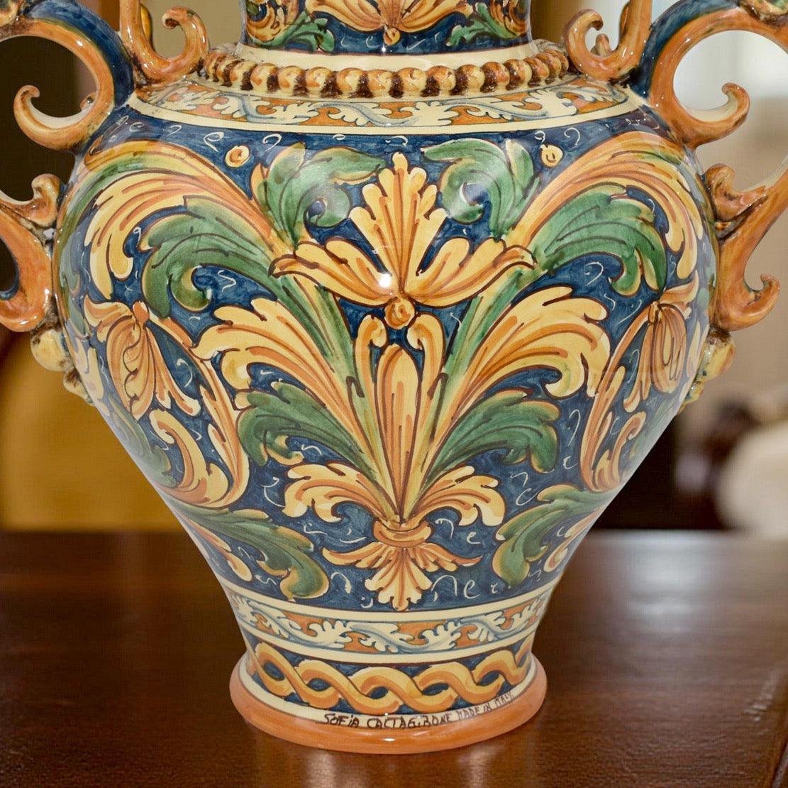 Vaso Anfora H 40 Ornato Calatino - Ceramiche di Caltagirone Sofia - Ceramiche di Caltagirone Sofia