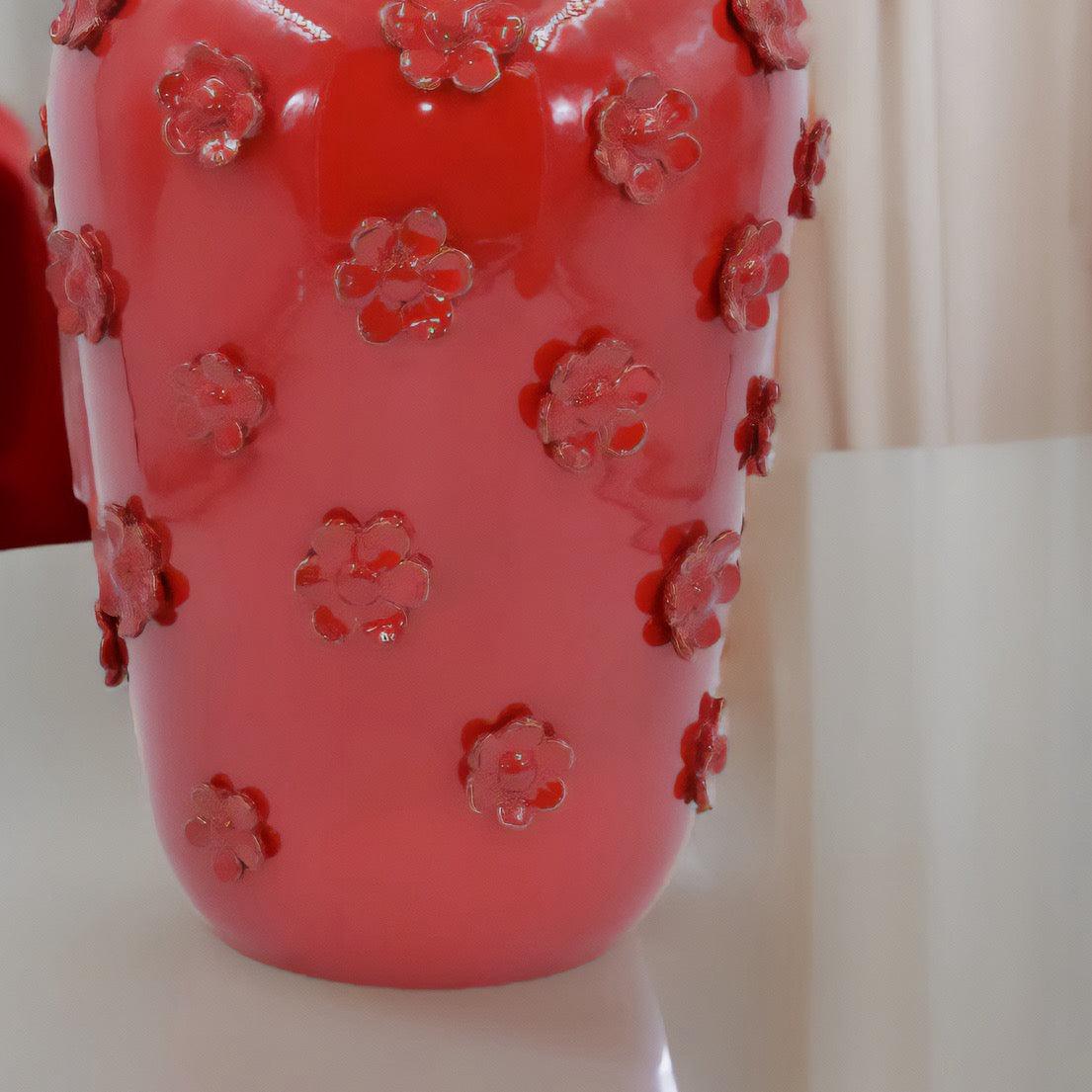 Vaso boccia con fiori Linea Rosso Fuoco - Ceramiche di Caltagirone Sofia