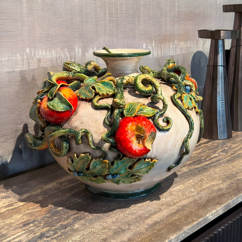 Vaso Eden in Ceramica di Caltagirone — Linea Giardini dell'Eden, Madreperla