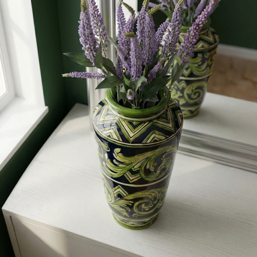 Vaso in Ceramica di Caltagirone - Linea Parigi, Nero e Verde