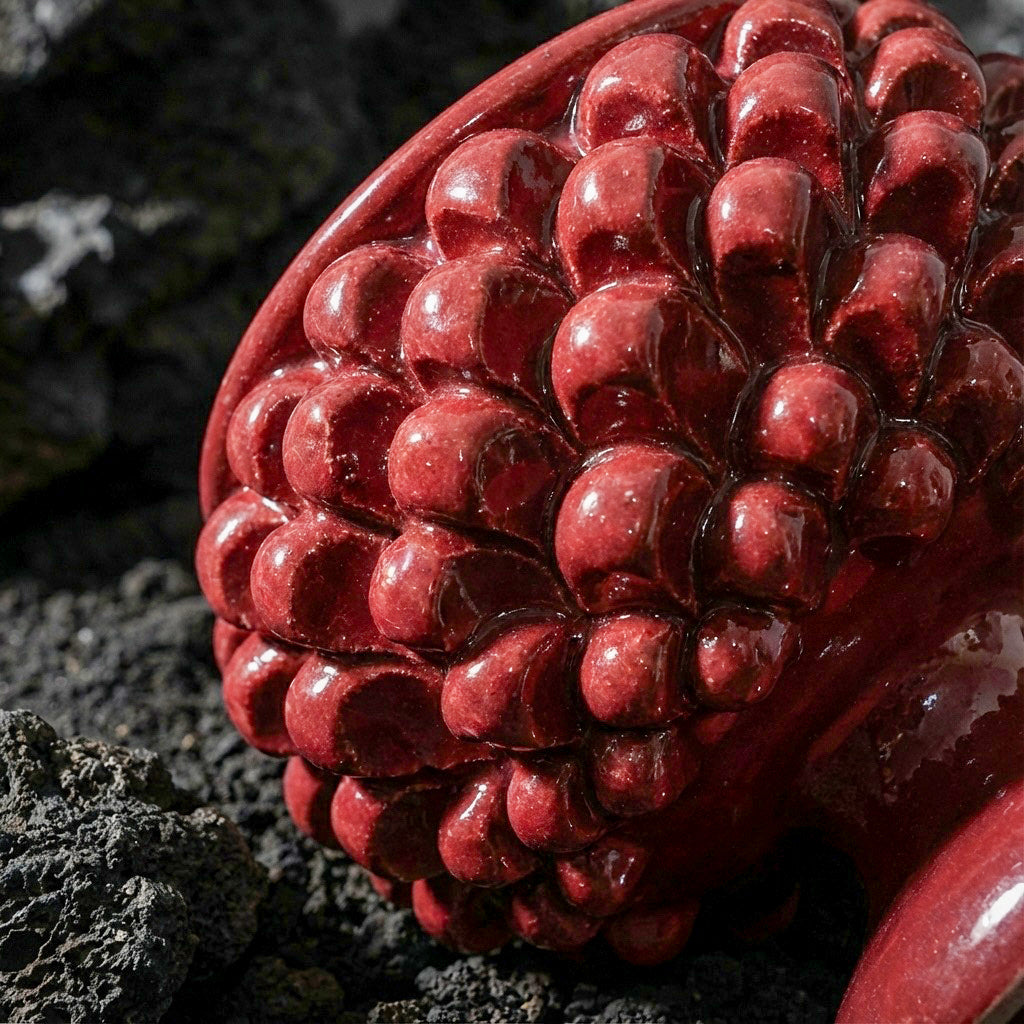 Vaso mezza pigna bordeaux in ceramica di Caltagirone - Ceramiche di Caltagirone Sofia