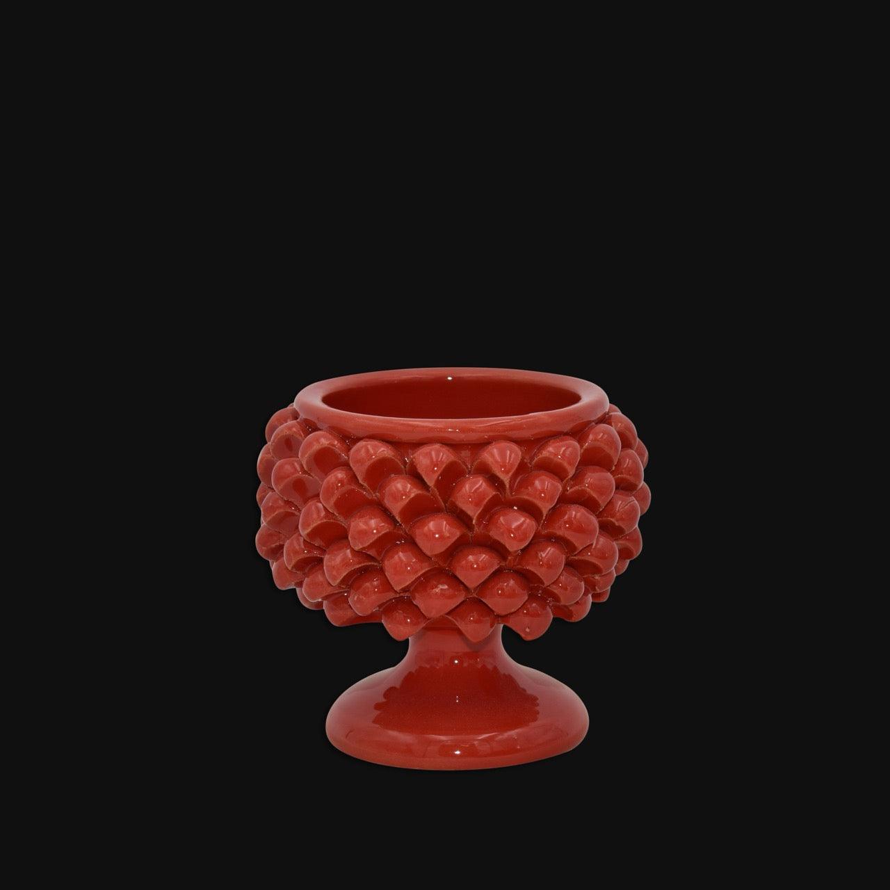Vaso mezza pigna rosso fuoco in ceramica di Caltagirone - Ceramiche di Caltagirone Sofia