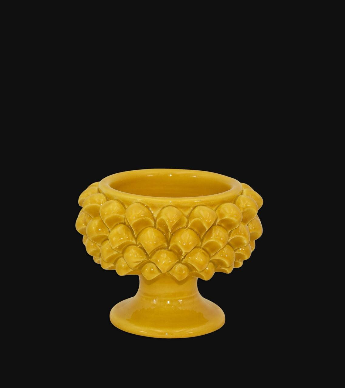Vaso mezza pigna senape in ceramica di Caltagirone - Ceramiche di Caltagirone Sofia
