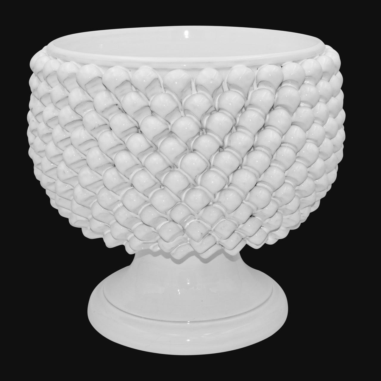 Vaso mezza pigna white line in ceramica di Caltagirone - Ceramiche di Caltagirone Sofia