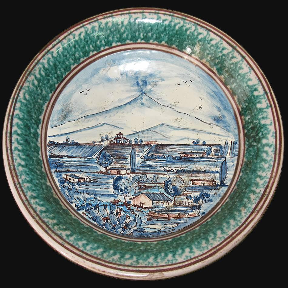 Fangotto da parete con paesaggio - Ceramiche di Caltagirone Sofia