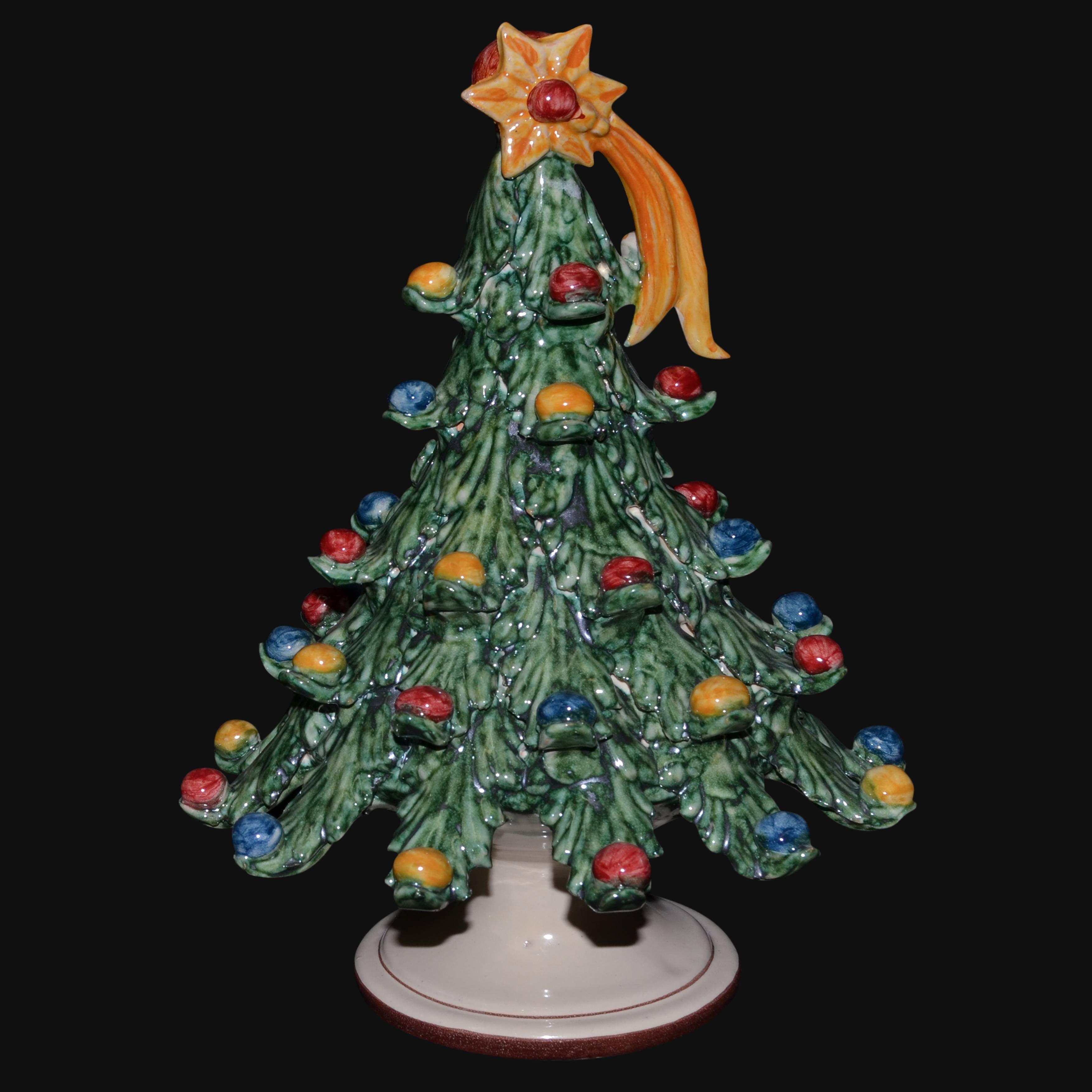 Albero di natale verde con palline colorate in ceramica artistica di Caltagirone - Ceramiche di Caltagirone Sofia