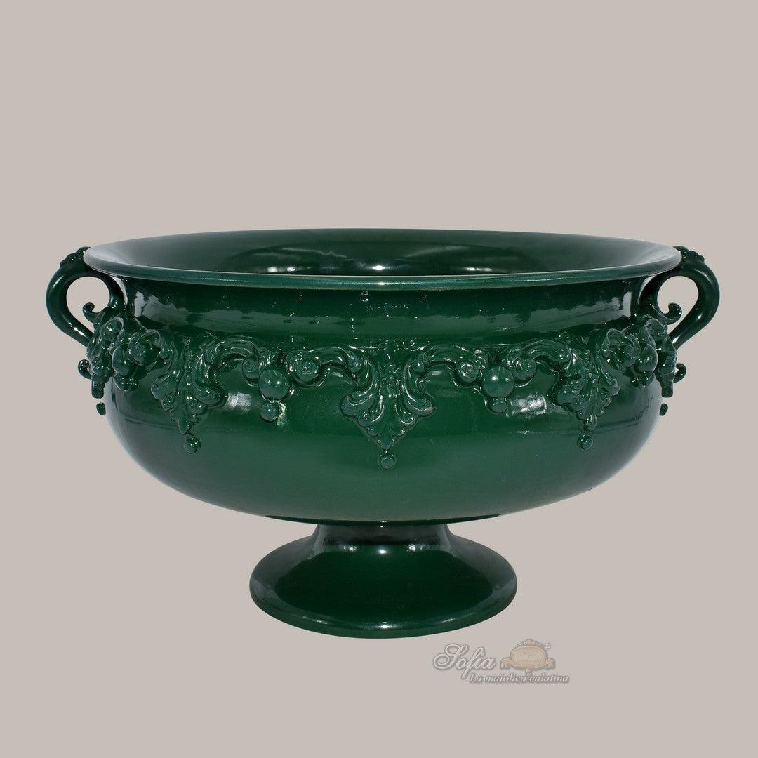 Alzata in ceramica d. 30 cm verde antico - Ceramiche artistiche di Caltagirone - Ceramiche di Caltagirone Sofia