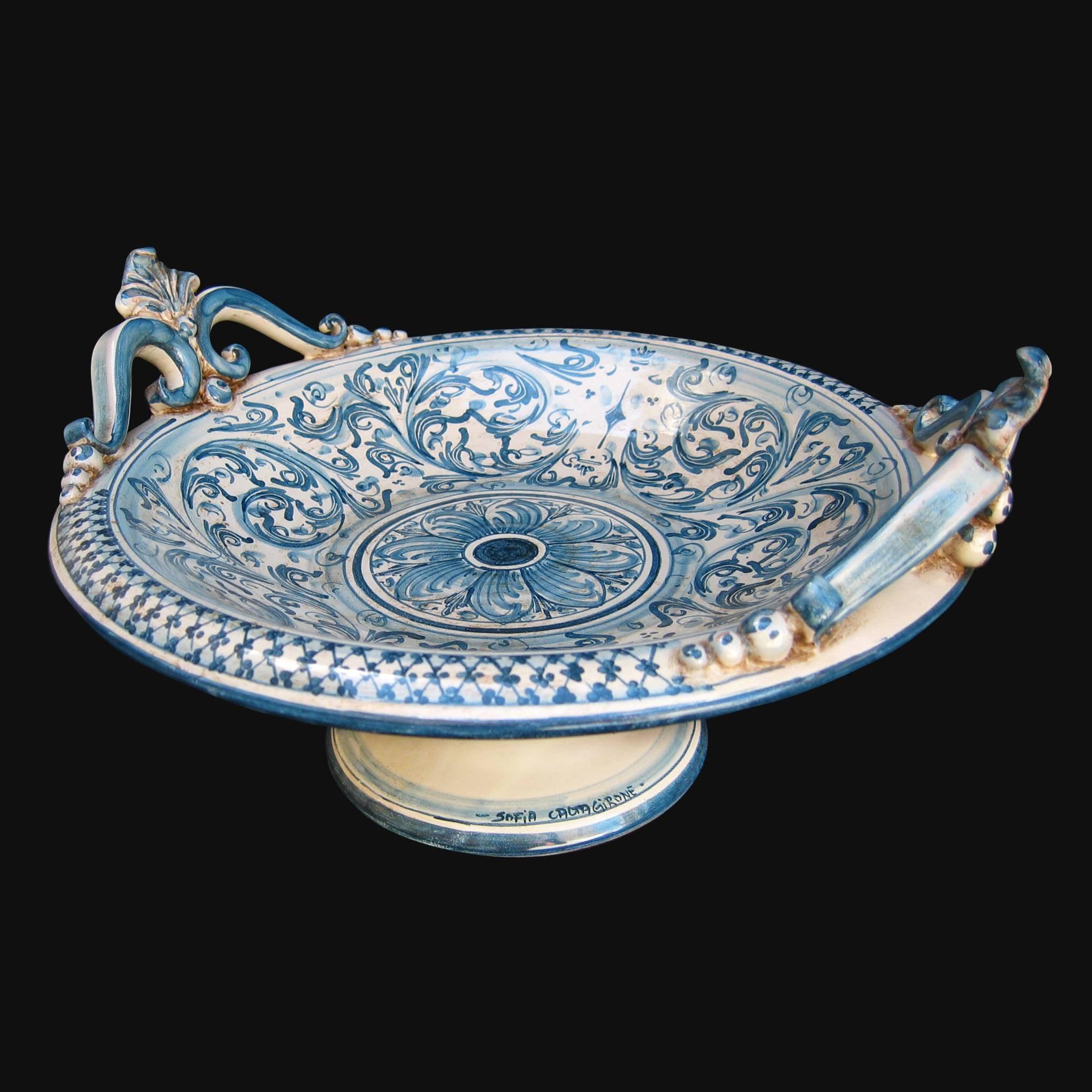 Alzata in ceramica mono blu - Ceramiche artistiche Sofia di Caltagirone - Ceramiche di Caltagirone Sofia