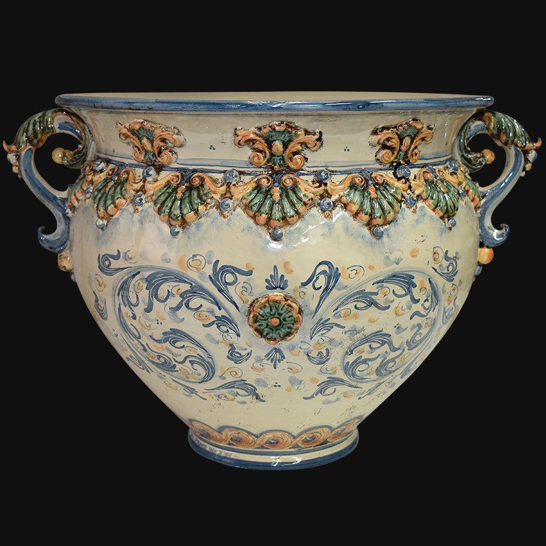 Cachepot c/manici plastico sofia tricolore - Ceramiche di Caltagirone Sofia