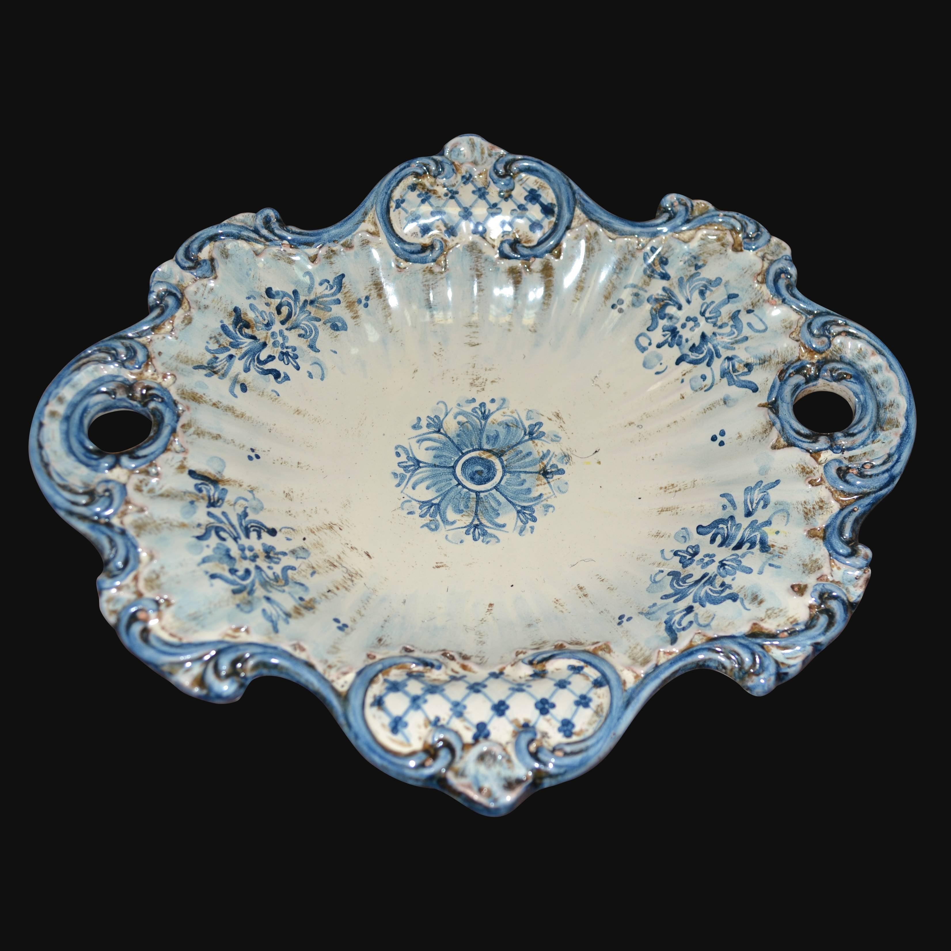 Centrotavola barocco 2° M 38x33 s. d'arte mono blu - Ceramiche di Caltagirone Sofia