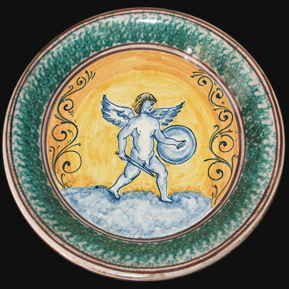 Fangotto da parete con Cavaliere Angelico - Ceramiche di Caltagirone Sofia