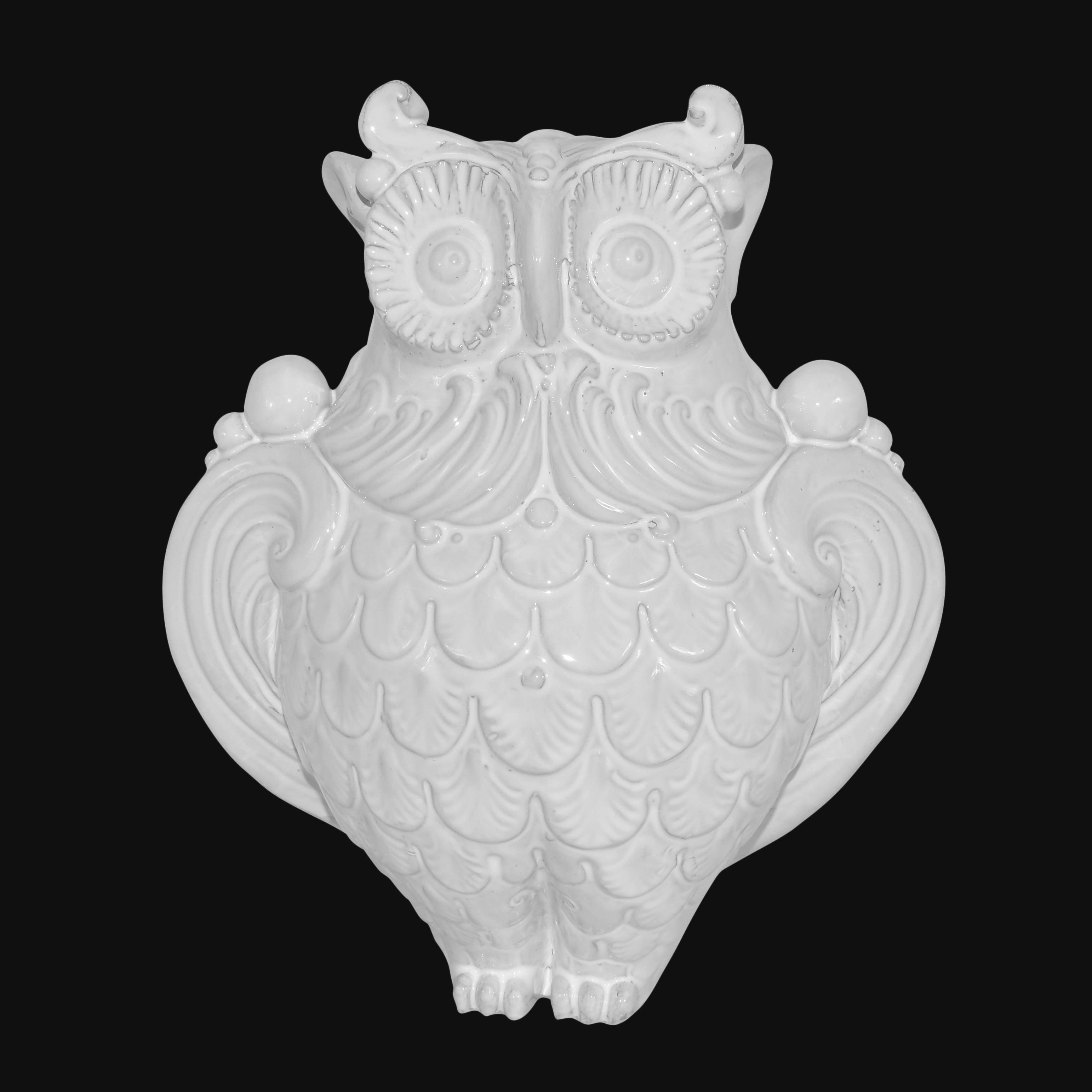 Gufo h 30 white line - Animali in ceramica - Ceramiche di Caltagirone Sofia