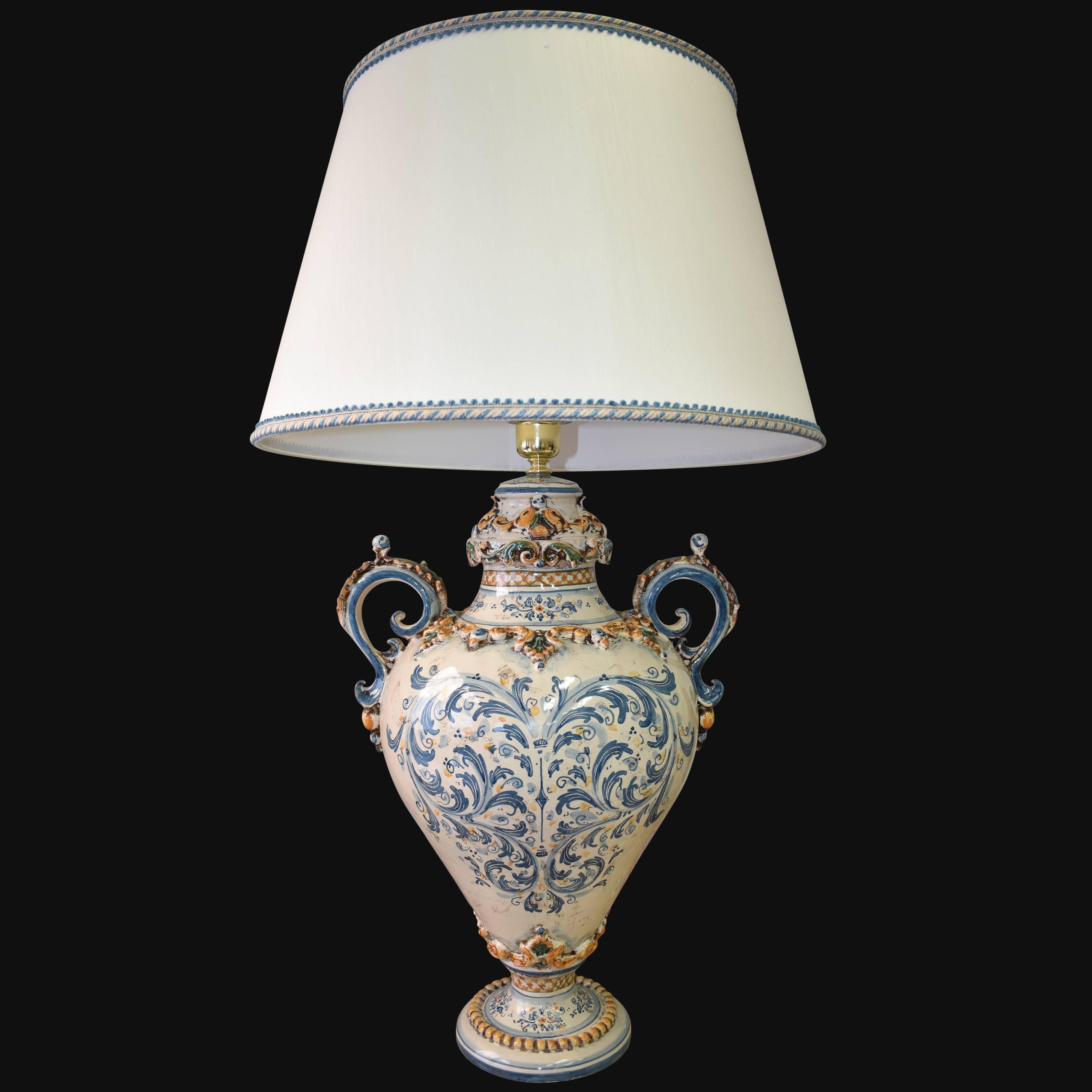 Lume maxi h 83 in blu e arancio - ceramiche artistiche Sofia - Ceramiche di Caltagirone Sofia