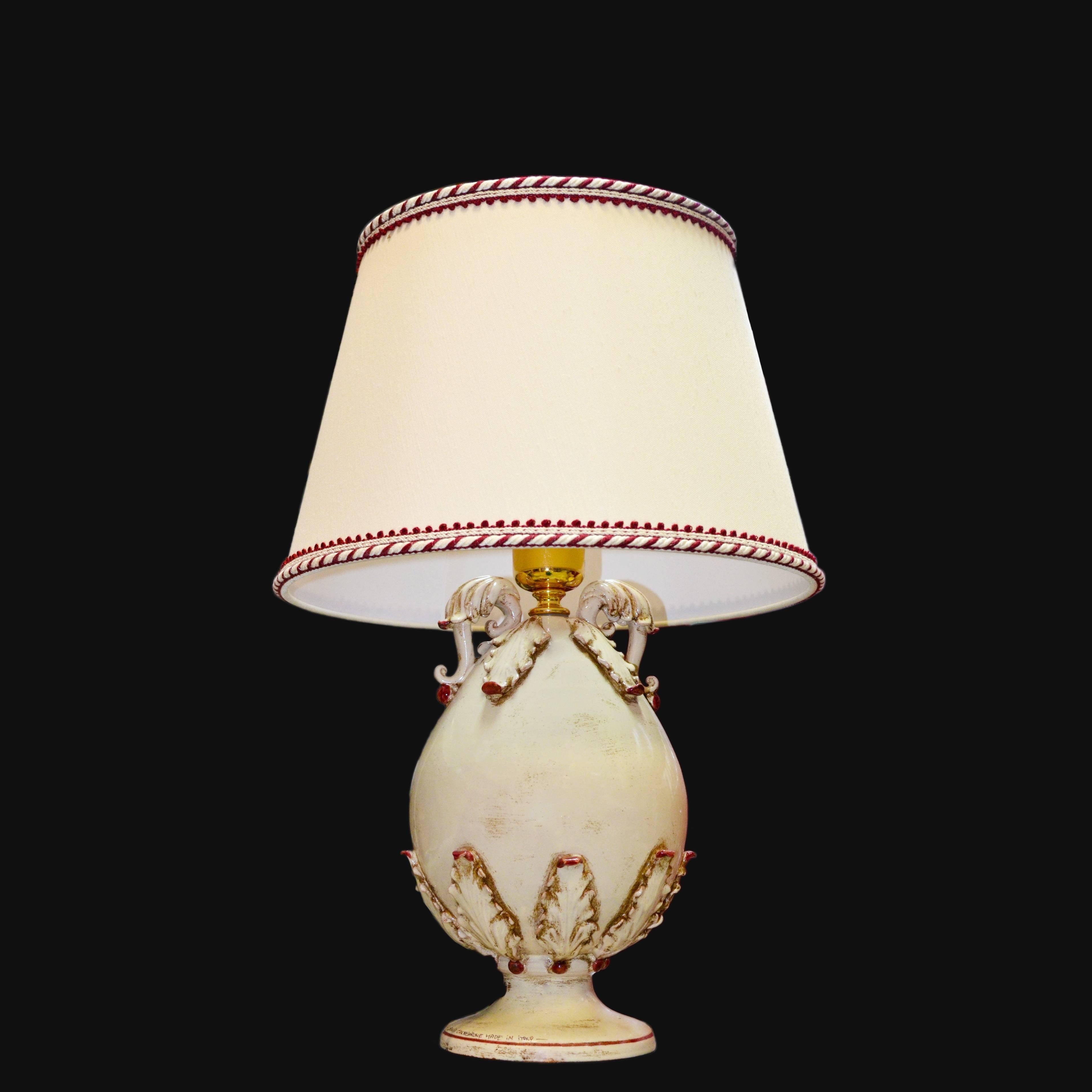 Lume uovo h 25 plastico sofia avorio/bordeaux - Ceramiche Sofia Caltagirone - Ceramiche di Caltagirone Sofia