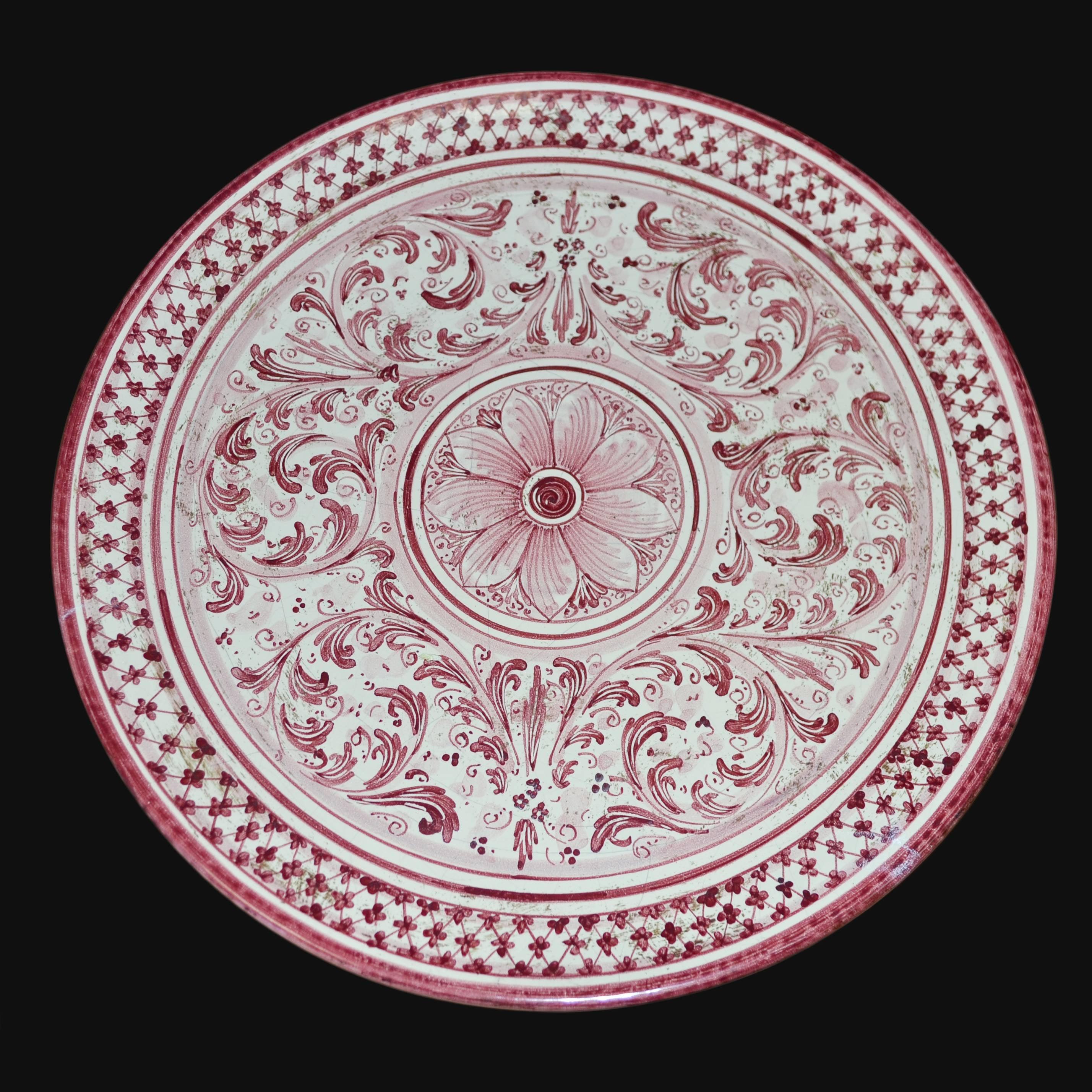 Piatto ornamentale Ø 35/40 s. d'arte mono bordeaux in ceramica artistica di Caltagirone - Ceramiche di Caltagirone Sofia