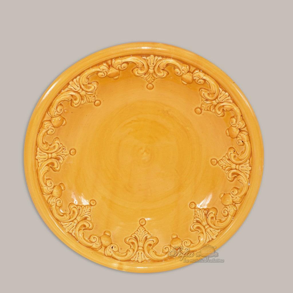 Piatto svuota tasche diam. 30 cm plast Sofia senape in ceramica artistica di Caltagirone - Ceramiche di Caltagirone Sofia