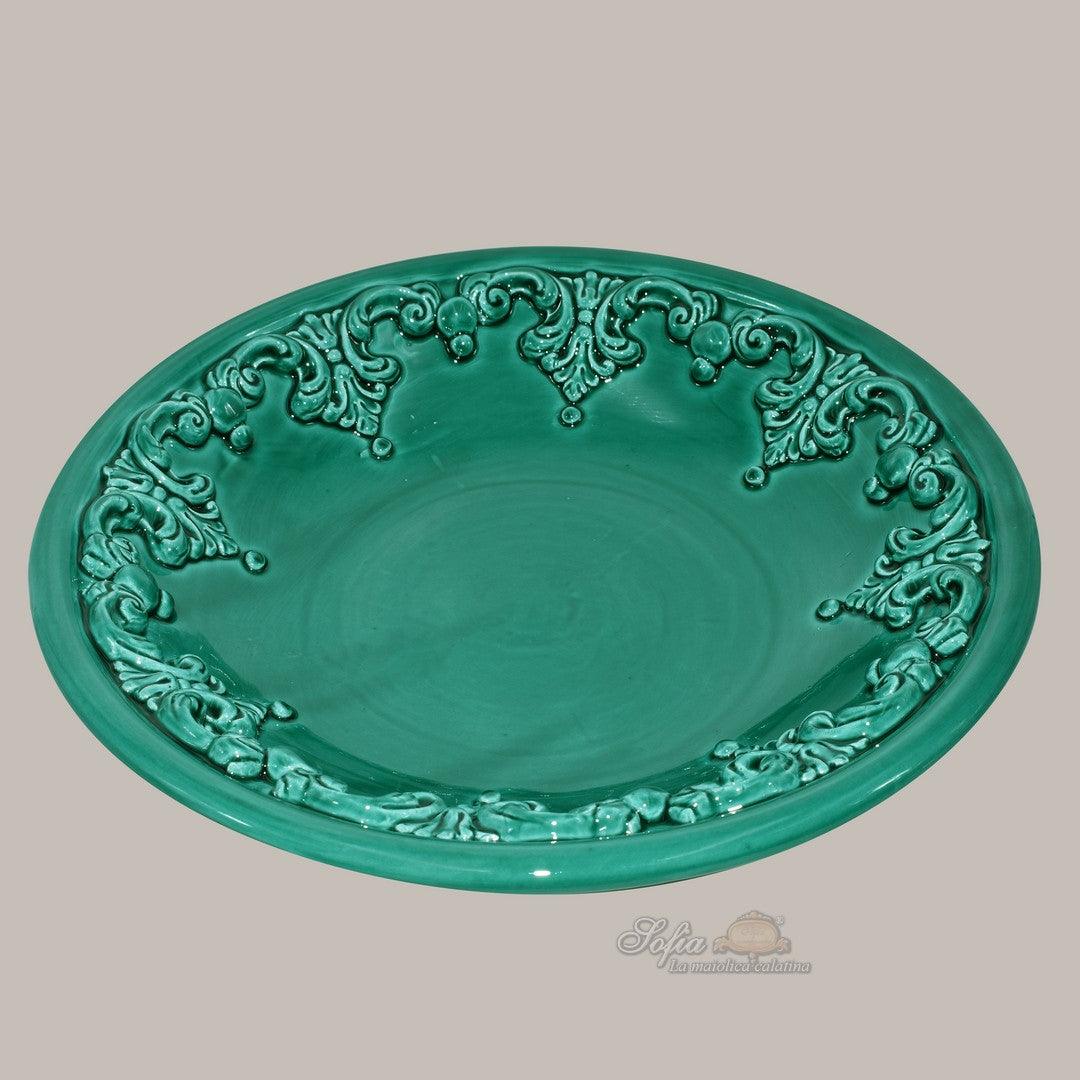 Piatto svuota tasche diam. 30 cm plast Sofia verde smeraldo - Ceramiche di Caltagirone Sofia
