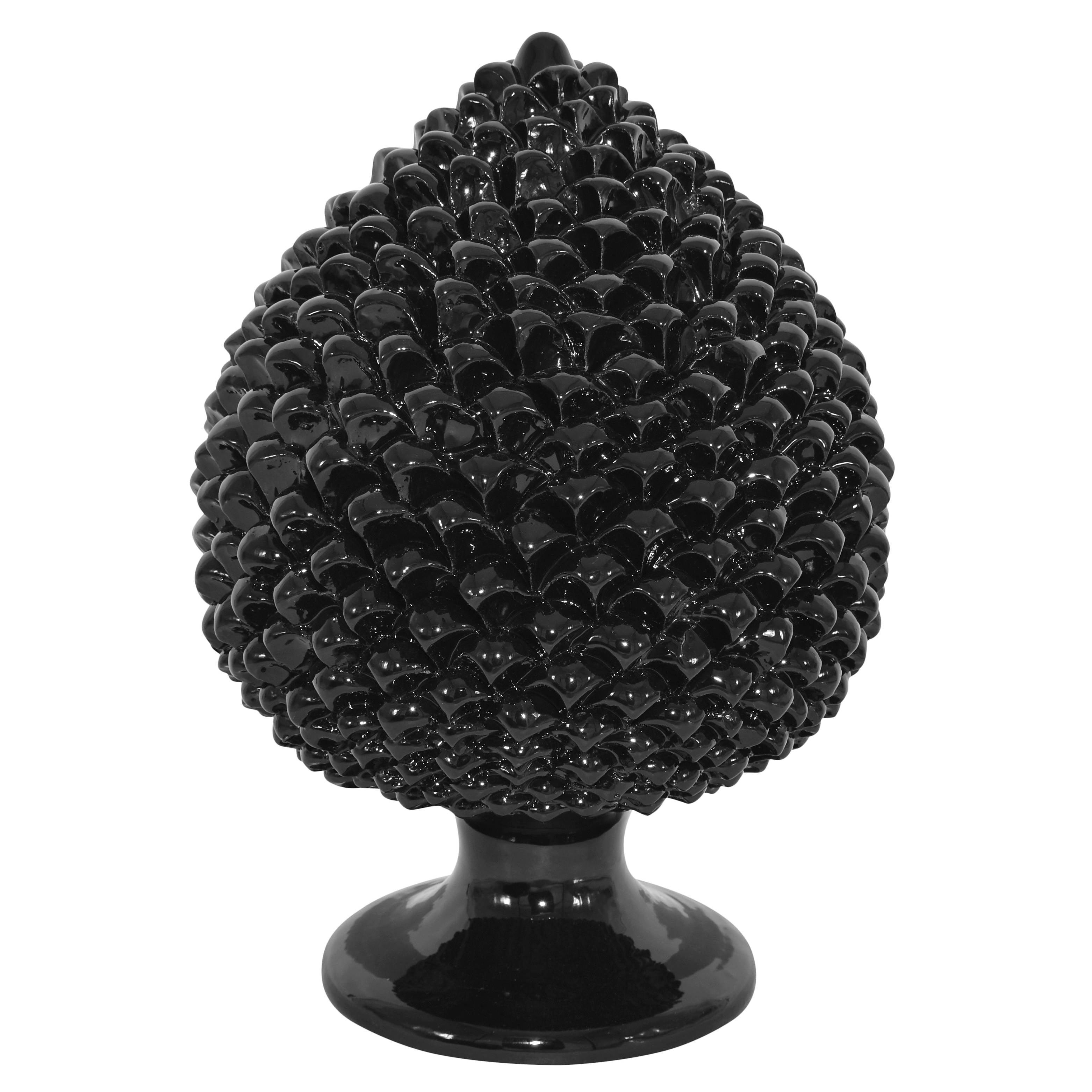 Pigna artigianale nera ceramiche Caltagirone Sofia, ceramiche caltagirone fatti a mano