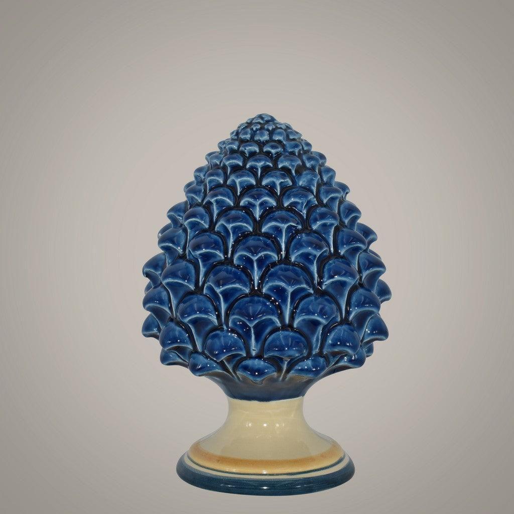 pigna ceramica blu e arancio ceramiche caltagirone fatti a mano artigianali Sofia
