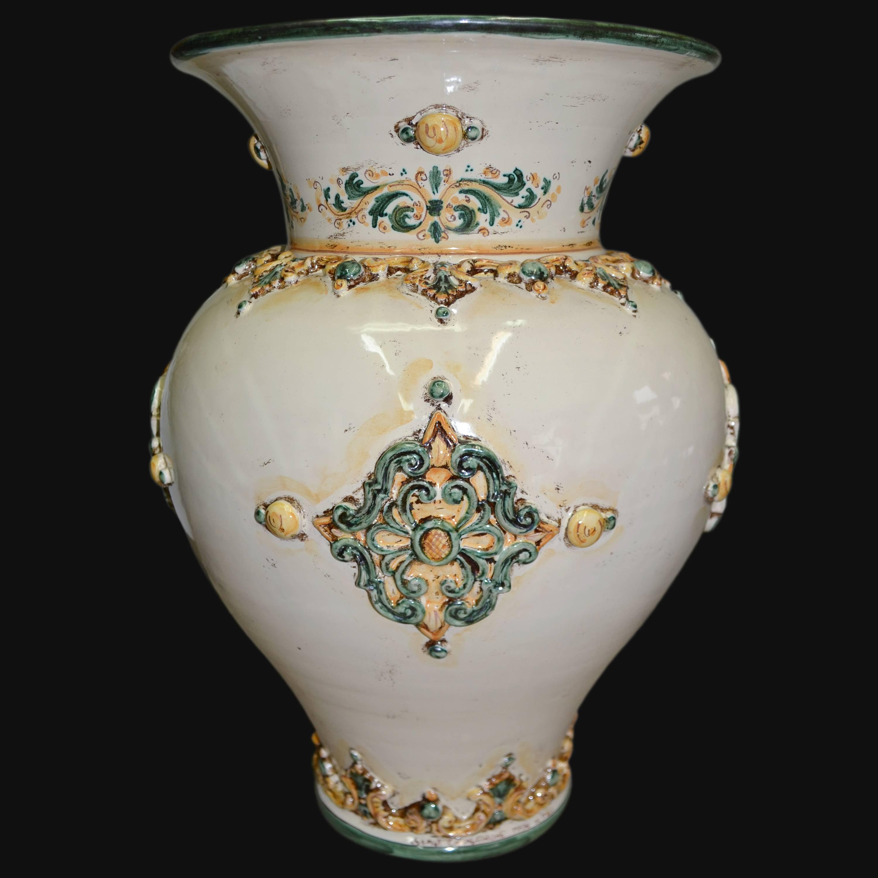 Portaombrelli panciuto h 50 plastico Sofia verde e arancio - Ceramiche di Caltagirone Sofia