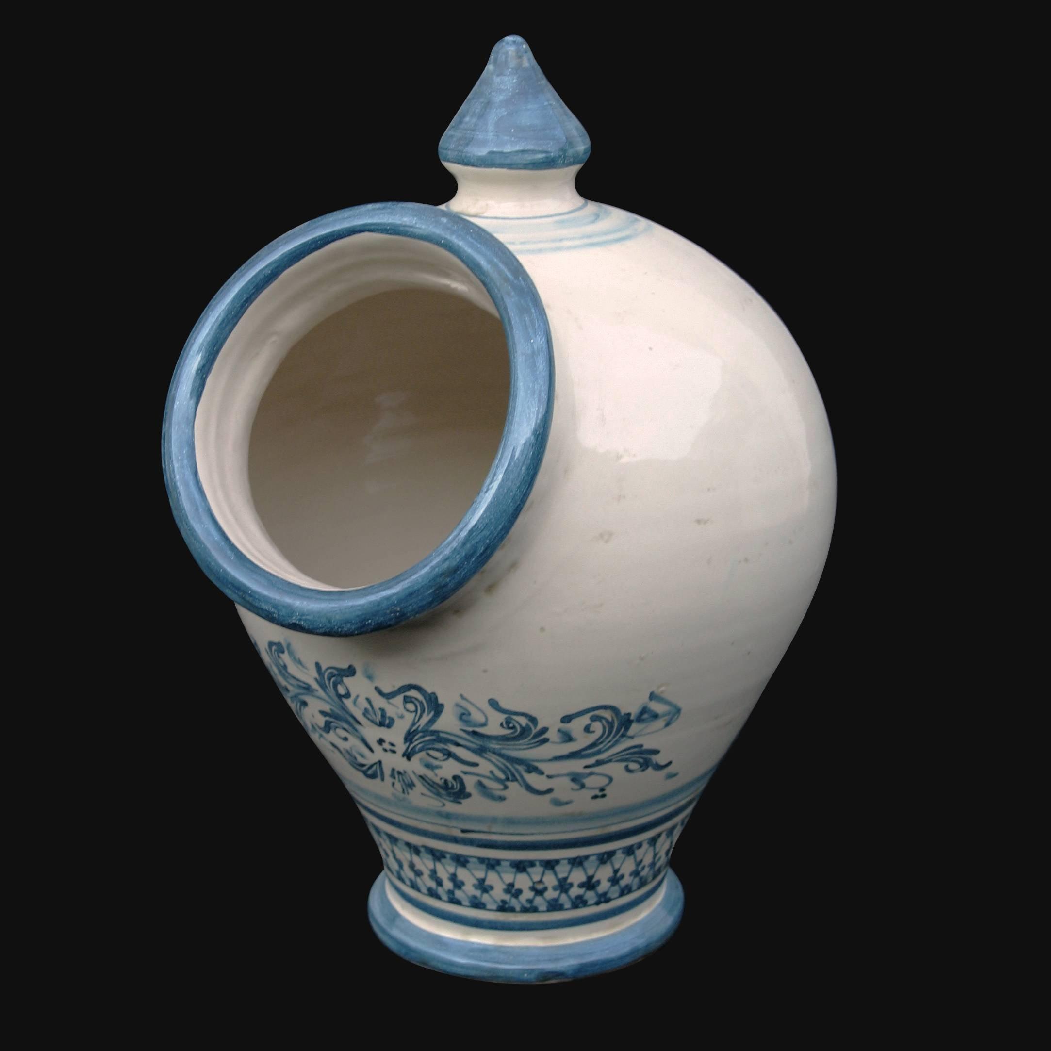 Saliera con buco cm 18x26 s. d'arte mono blu in Ceramica Artistica di Caltagirone - Ceramiche di Caltagirone Sofia
