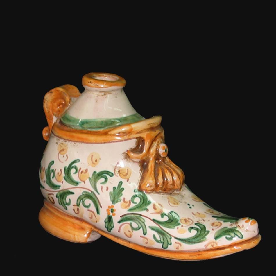 Scarpa scaldamano m 15x10 s. d'arte verde/arancio - Ceramiche di Caltagirone Sofia