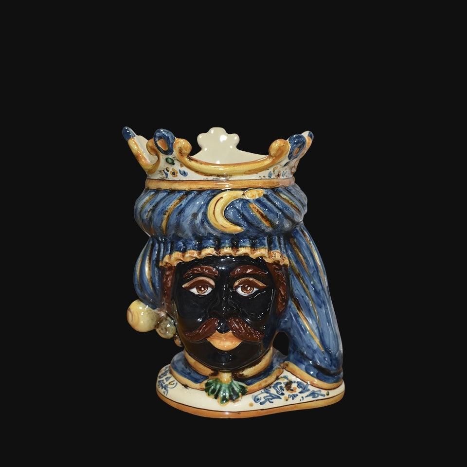 Testa h 20 blu e arancio maschio moro - Ceramiche di Caltagirone Sofia