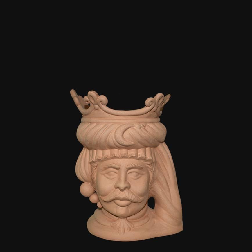 Testa h 20 grezza modellata in terracotta maschio - Ceramiche di Caltagirone Sofia