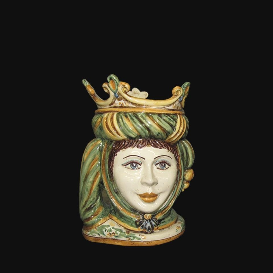 Testa h 20 verde/arancio femmina - Ceramiche di Caltagirone Sofia