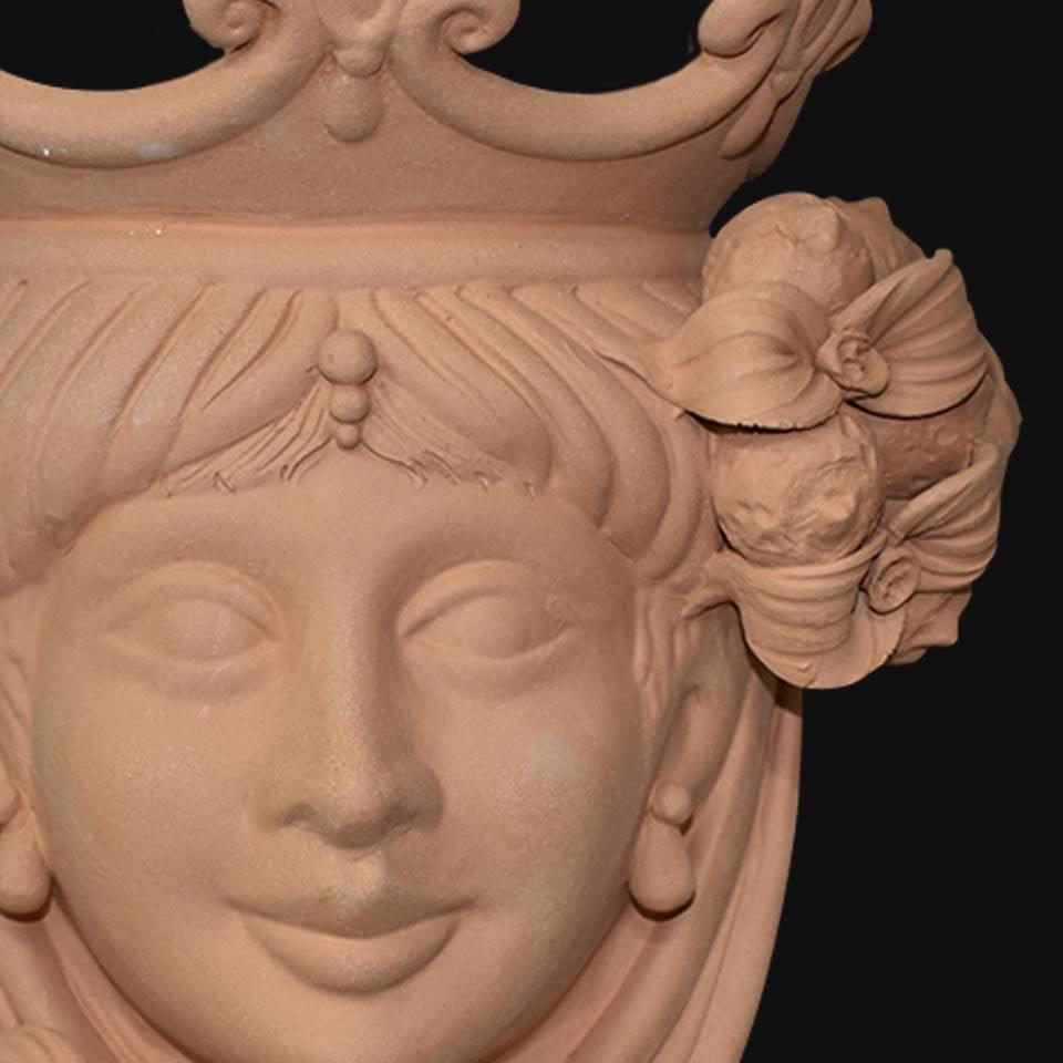 Testa h 25 limoni in terracotta femmina - Ceramiche di Caltagirone Sofia