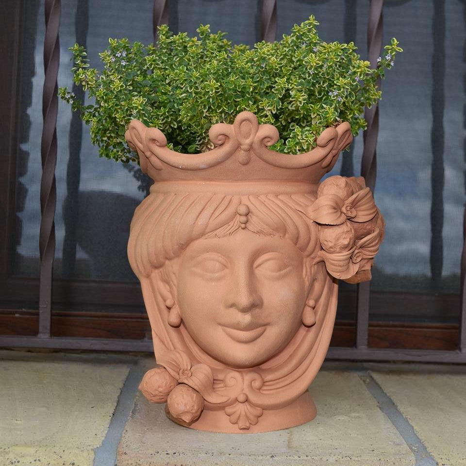 Testa h 25 limoni in terracotta femmina - Ceramiche di Caltagirone Sofia