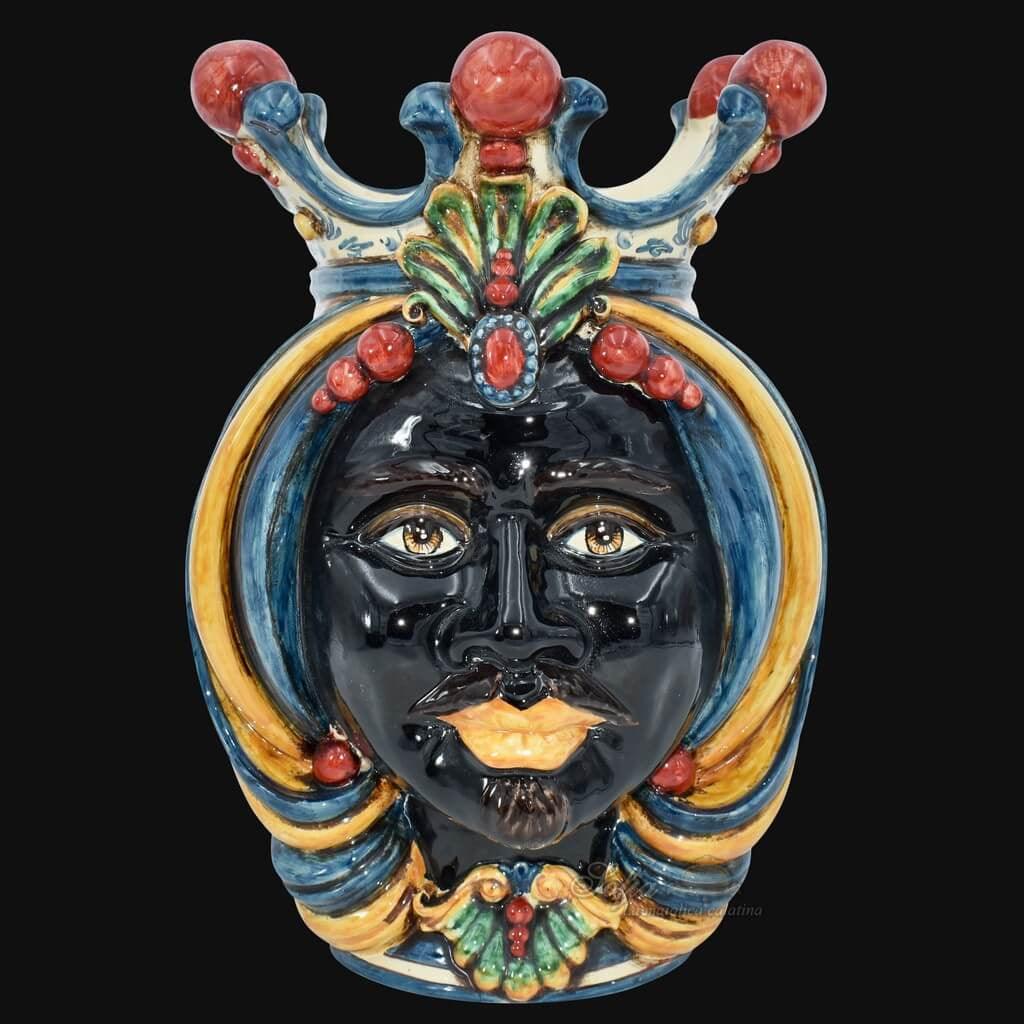 Testa h 38 in decoro sicily maschio moro - Ceramiche Di Caltagirone Sofia - Ceramiche di Caltagirone Sofia