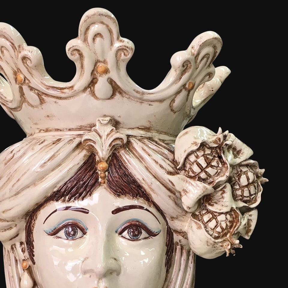 Testa h 40 melagrana avorio donna - Ceramiche di Caltagirone - Ceramiche di Caltagirone Sofia