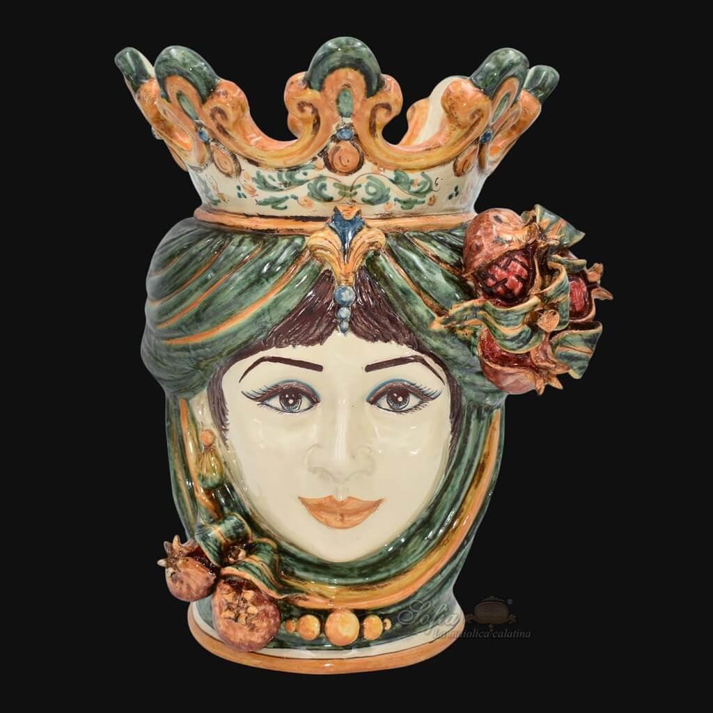 Testa h 40 melograno verde/arancio donna - Ceramiche di Caltagirone Sofia