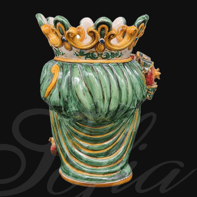 Testa h 40 melograno verde/arancio maschio moro - Ceramiche di Caltagirone Sofia