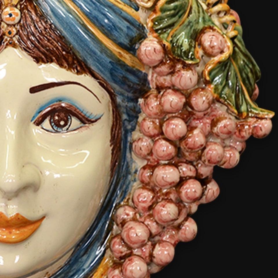 Testa h 40 uva blu e arancio donna - Ceramiche di Caltagirone Sofia