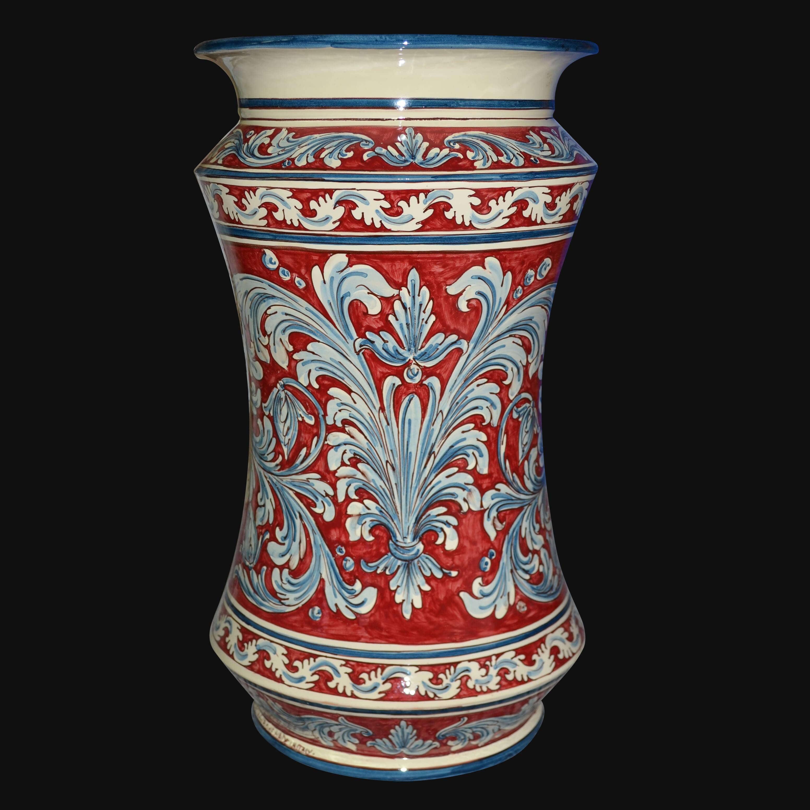 Vaso albarello h 30 ornato blu e bordeaux - Ceramiche di Caltagirone Sofia - Ceramiche di Caltagirone Sofia