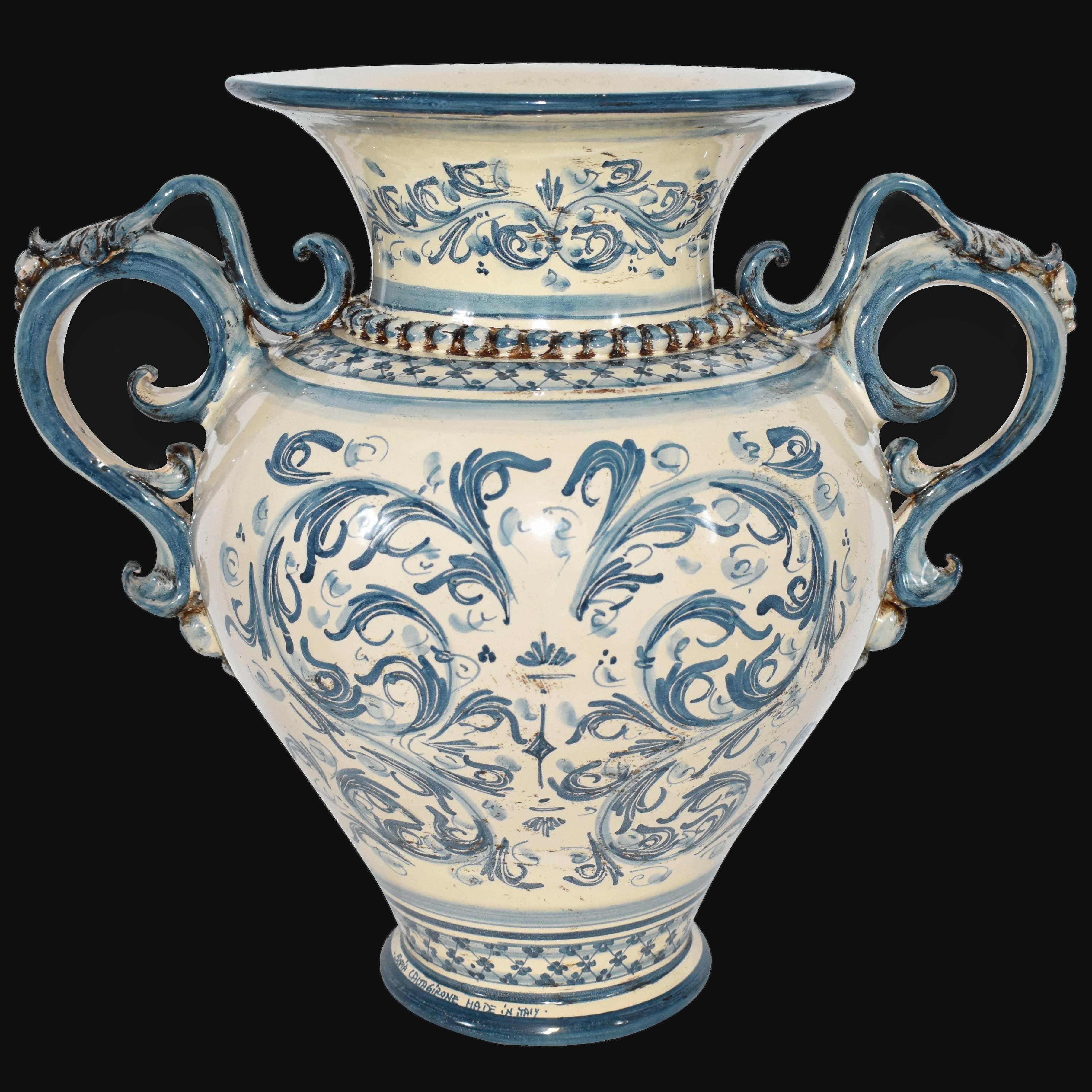 Vaso anfora h 40 s. d'arte mono blu - Ceramica di Caltagirone Sofia - Ceramiche di Caltagirone Sofia
