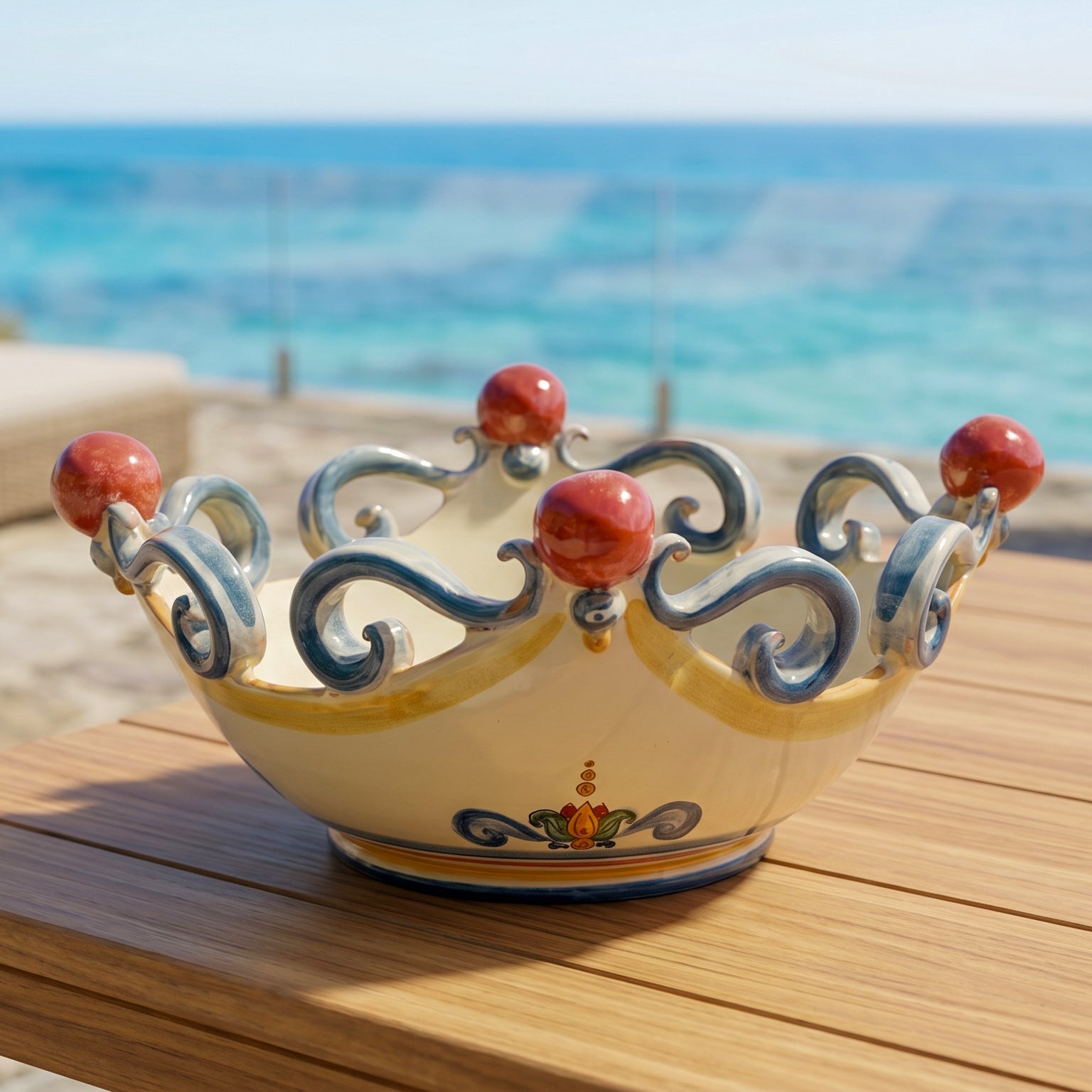Centrotavola Pallina in Ceramica di Caltagirone Ø 25/30 cm — Decoro Sicily