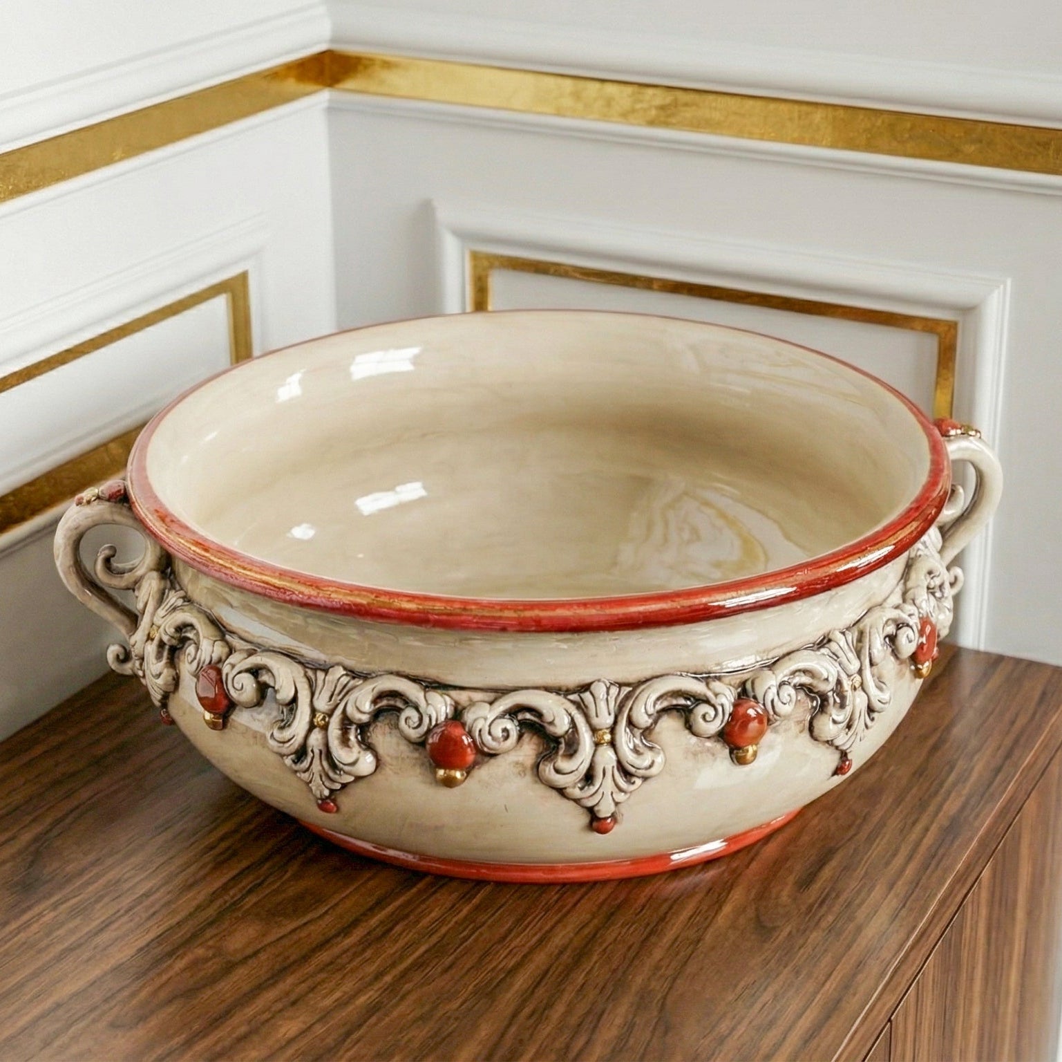 Centrotavola in Ceramica di Caltagirone Ø 30/40 cm - Madreperla Oro e Lustri