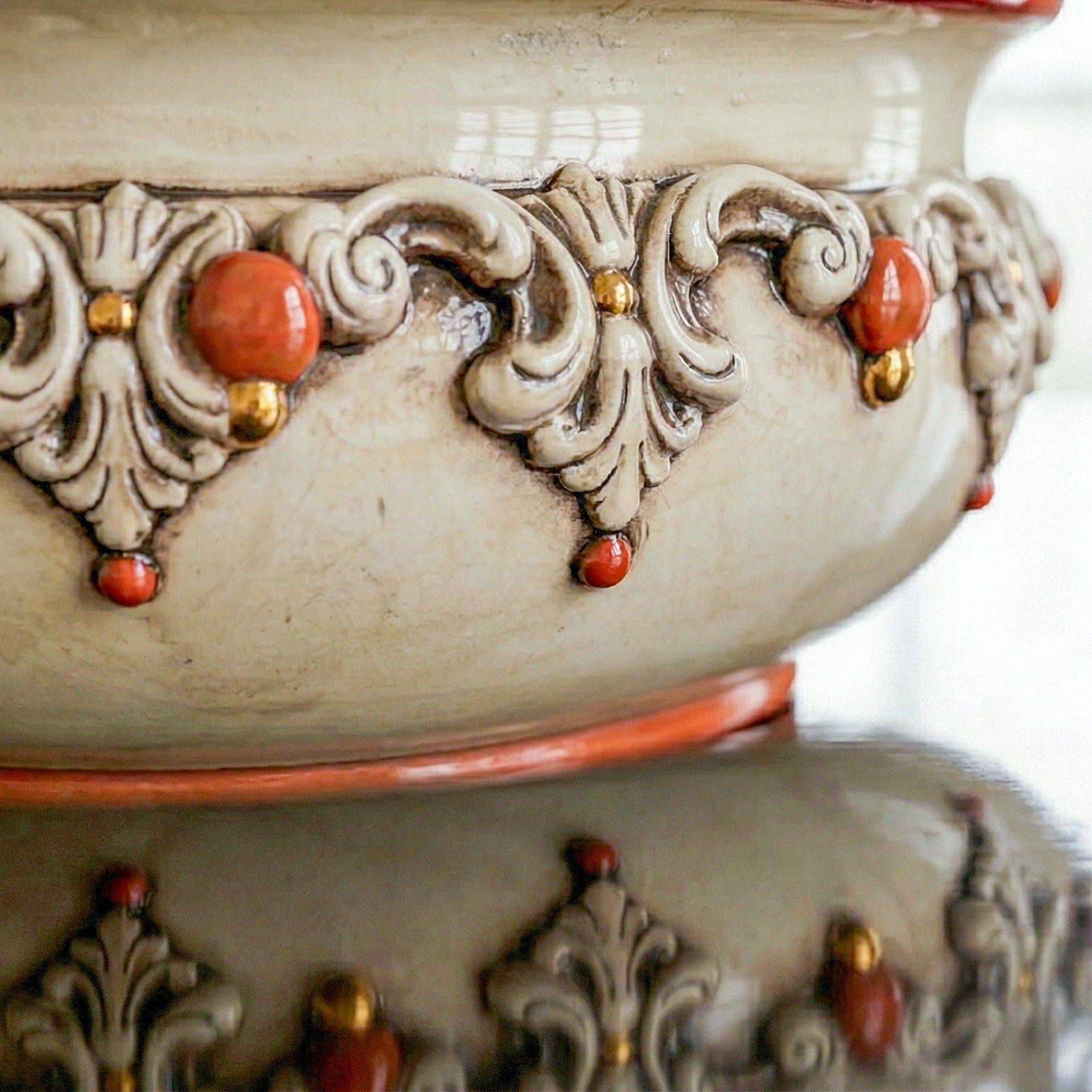 Centrotavola in Ceramica di Caltagirone Ø 30/40 cm - Madreperla Oro e Lustri