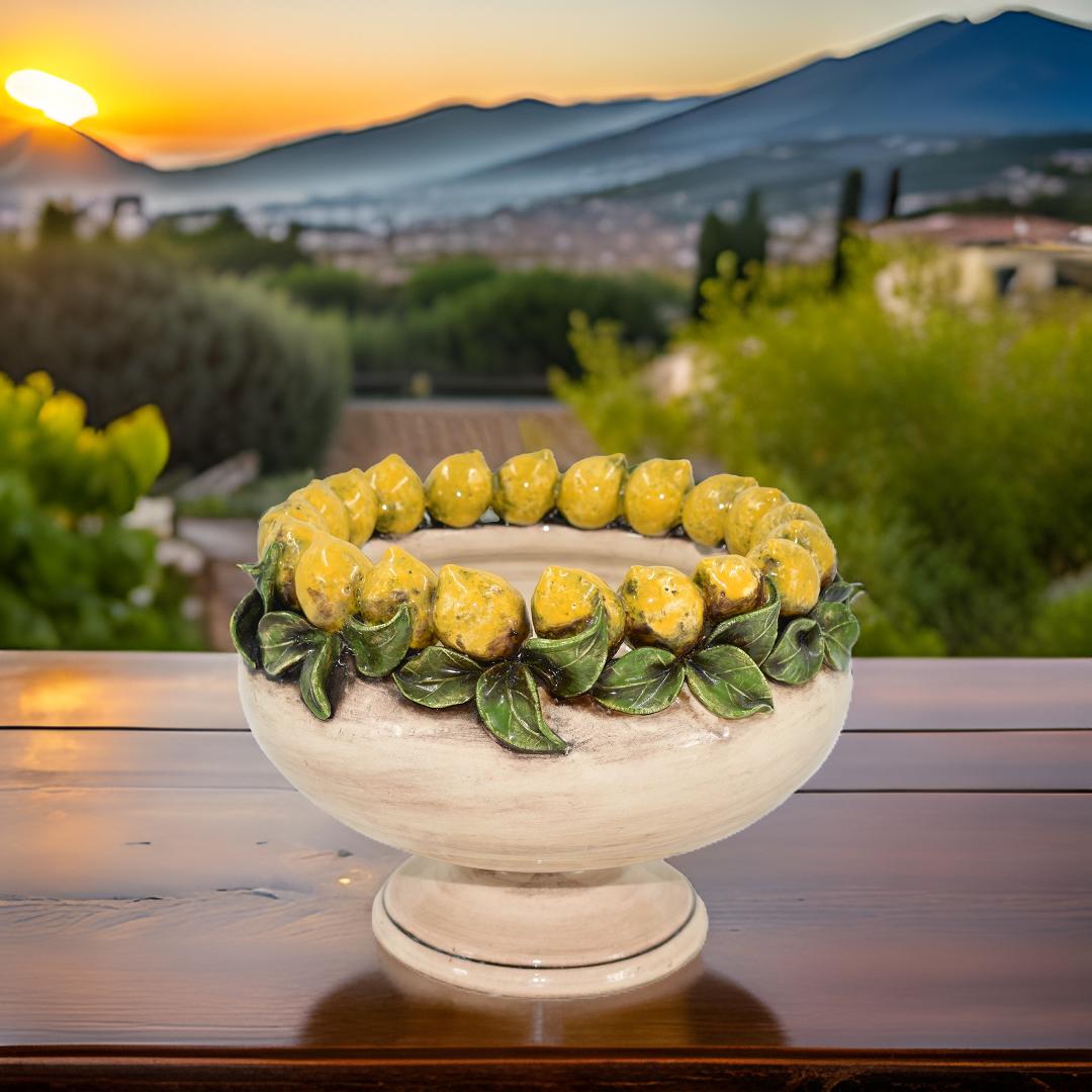 Alzata con Limoni Siciliani Ø 23 Madreperla Colorato