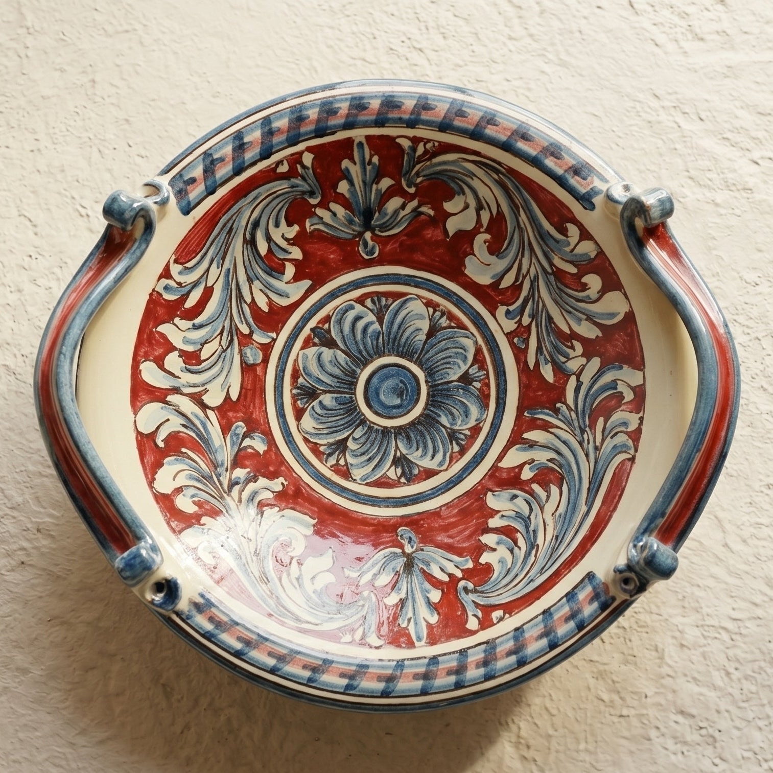 Centrotavola in Ceramica di Caltagirone — Ornato, Blu e Bordeaux