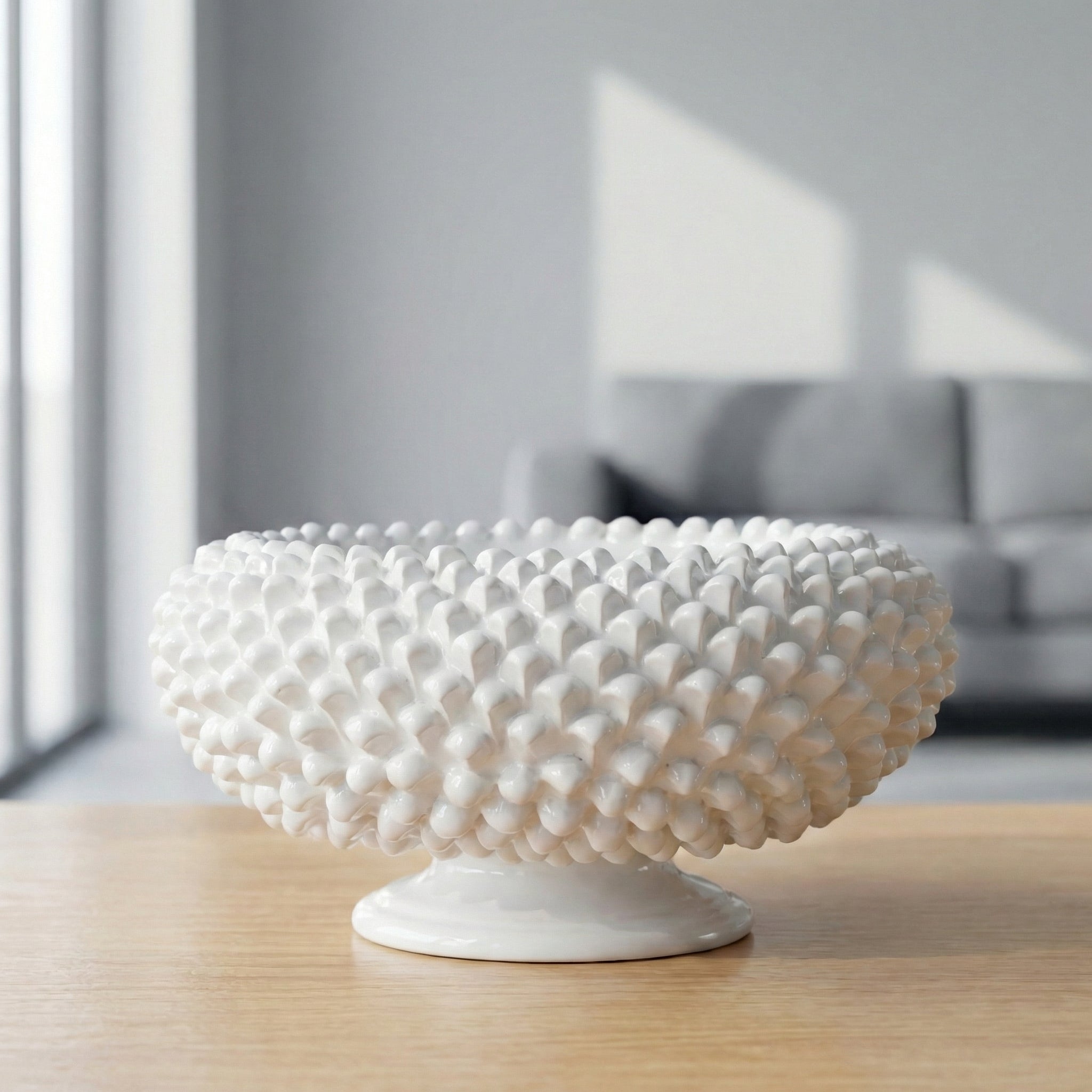 Alzata a Pigna diam. 25/33 cm White Line in ceramica di Caltagirone