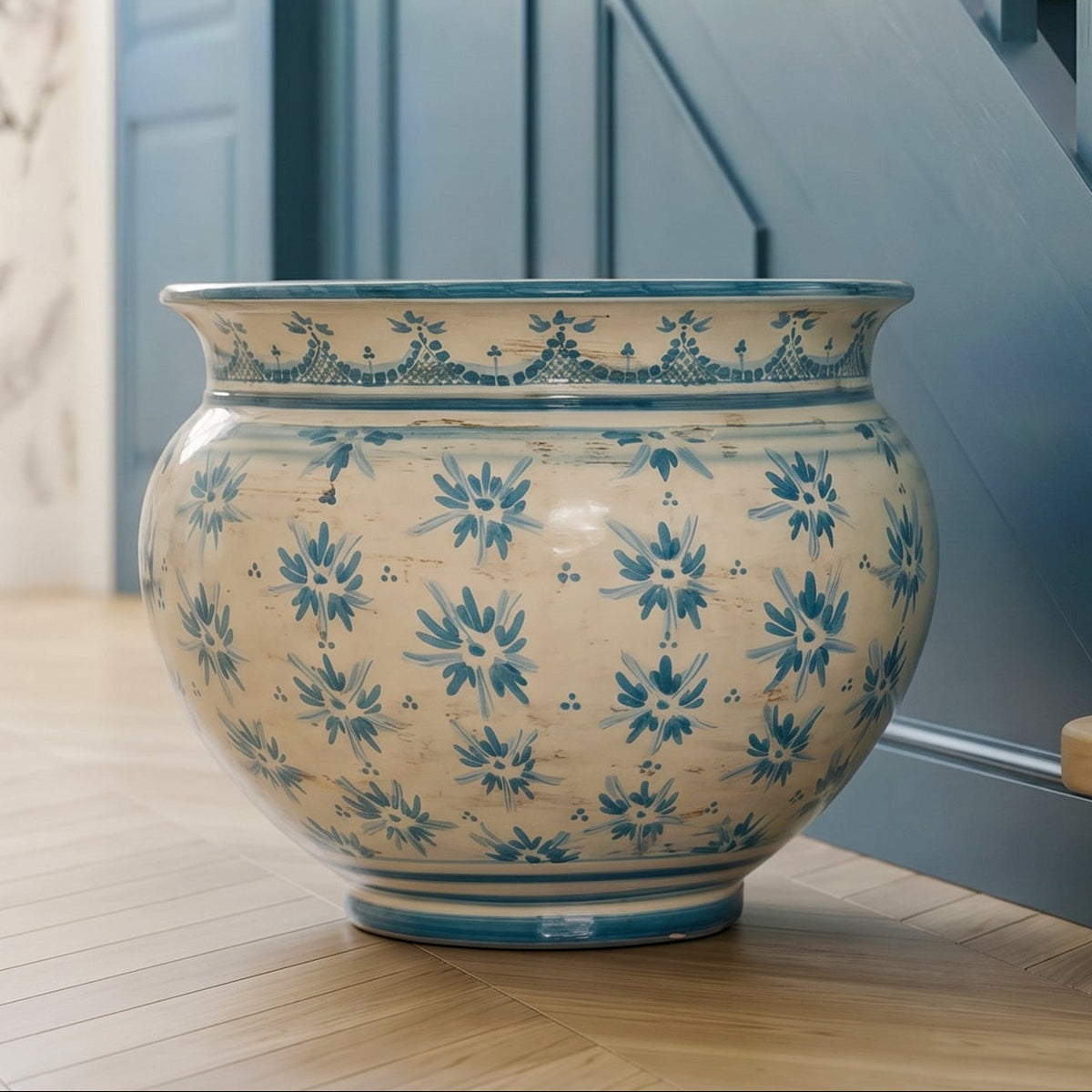 Cachepot in Ceramica di Caltagirone - Linea Stars, Mono Blu