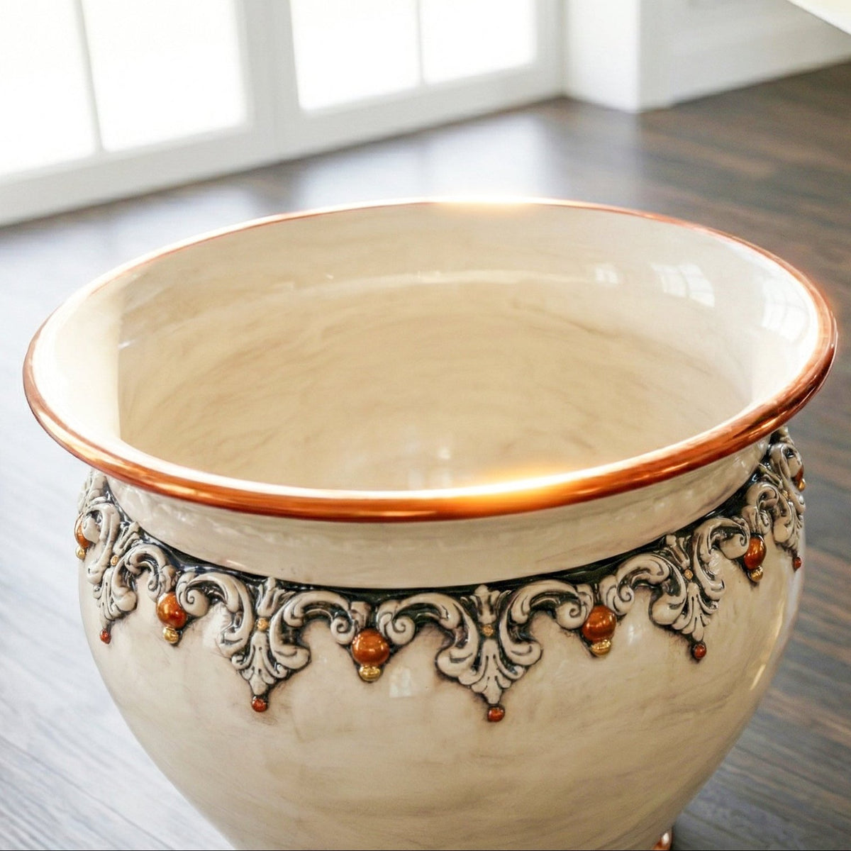 Cachepot in Ceramica di Caltagirone Ø 20/50 cm - Plastico Sofia, Madreperla Oro e Lustri